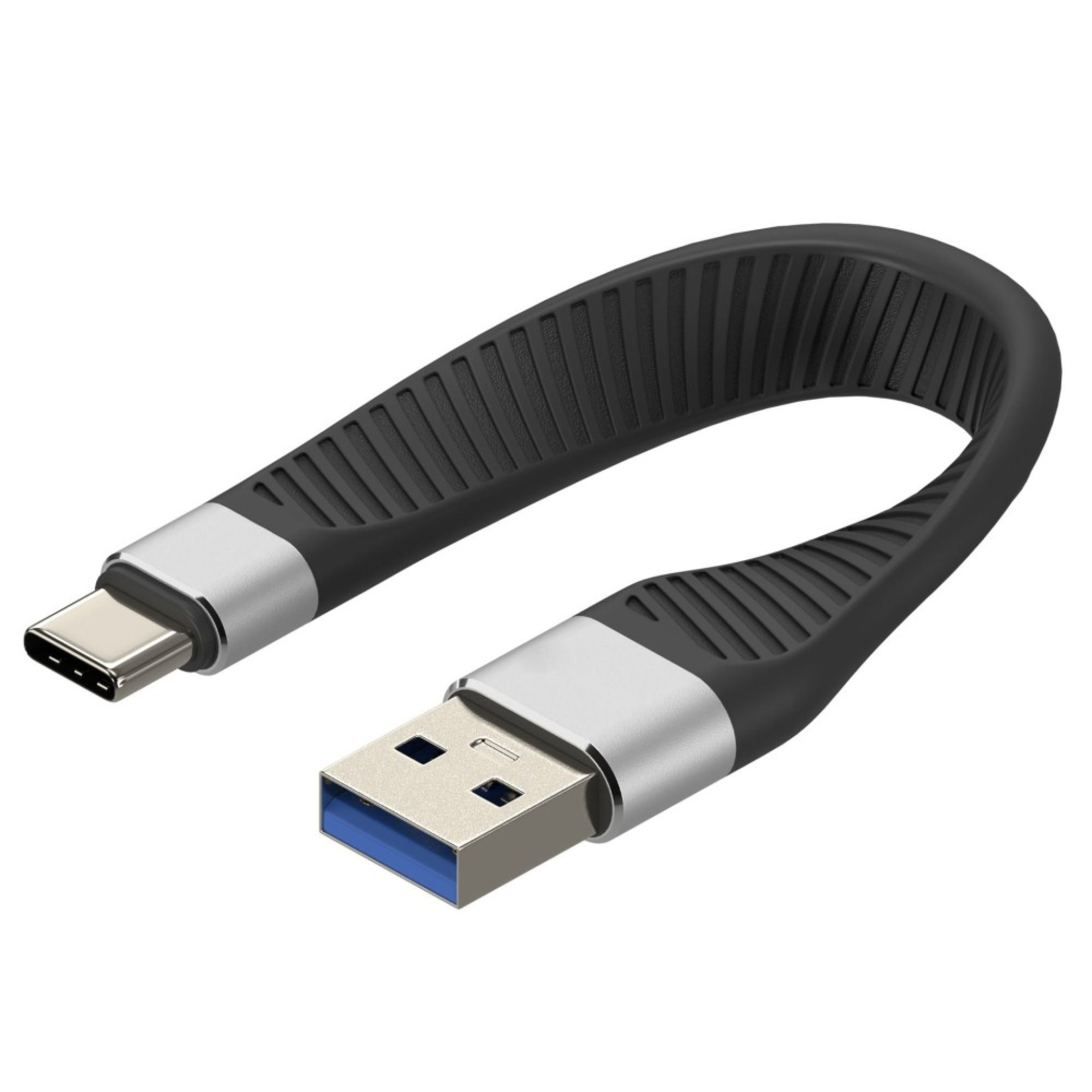 Techly USB-C male to USB-A male, short, flat FPC fast charging cable