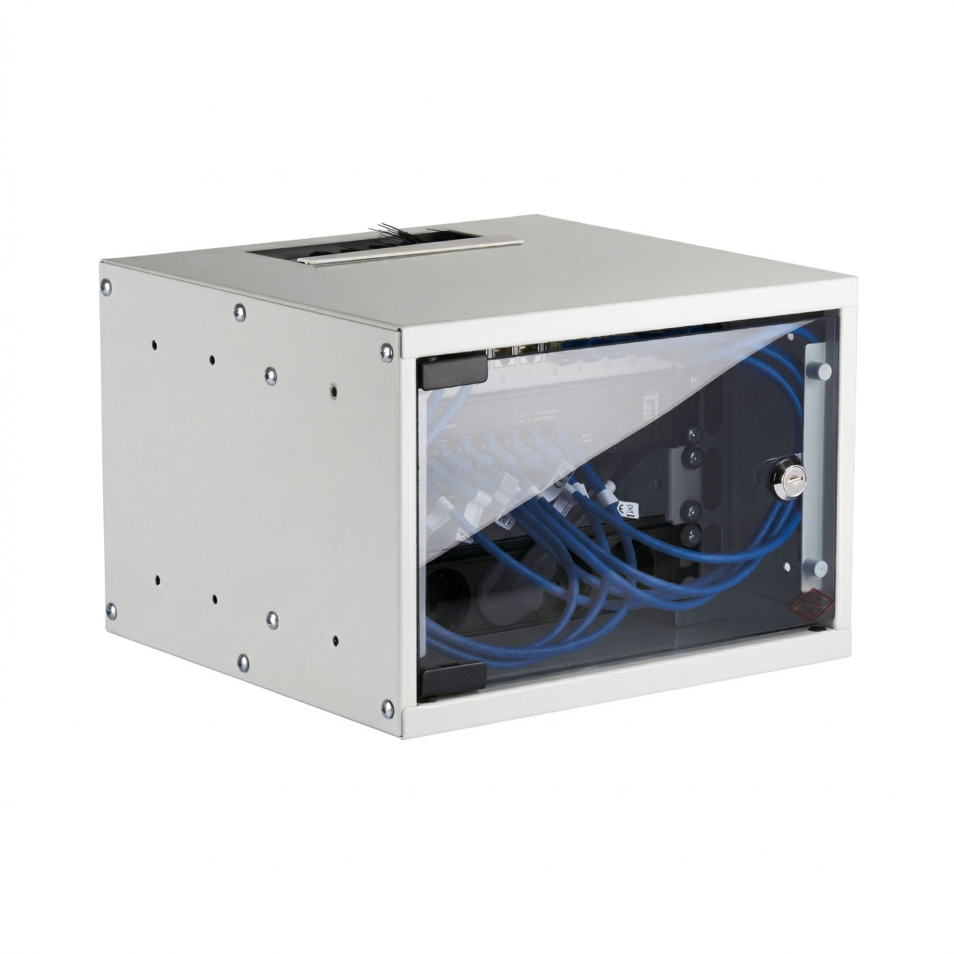 Set 10“ 4 HE Wandgehäuse grau RAL7035, inkl. Zubehör zur Selbstmontage