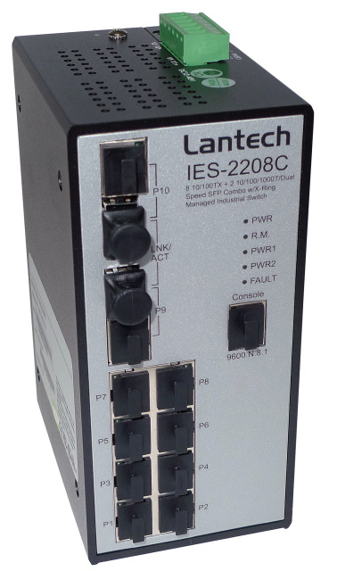 L2 DIN-Rail-Switch 8x10/100TX, 2x1000 SFP, SNMP