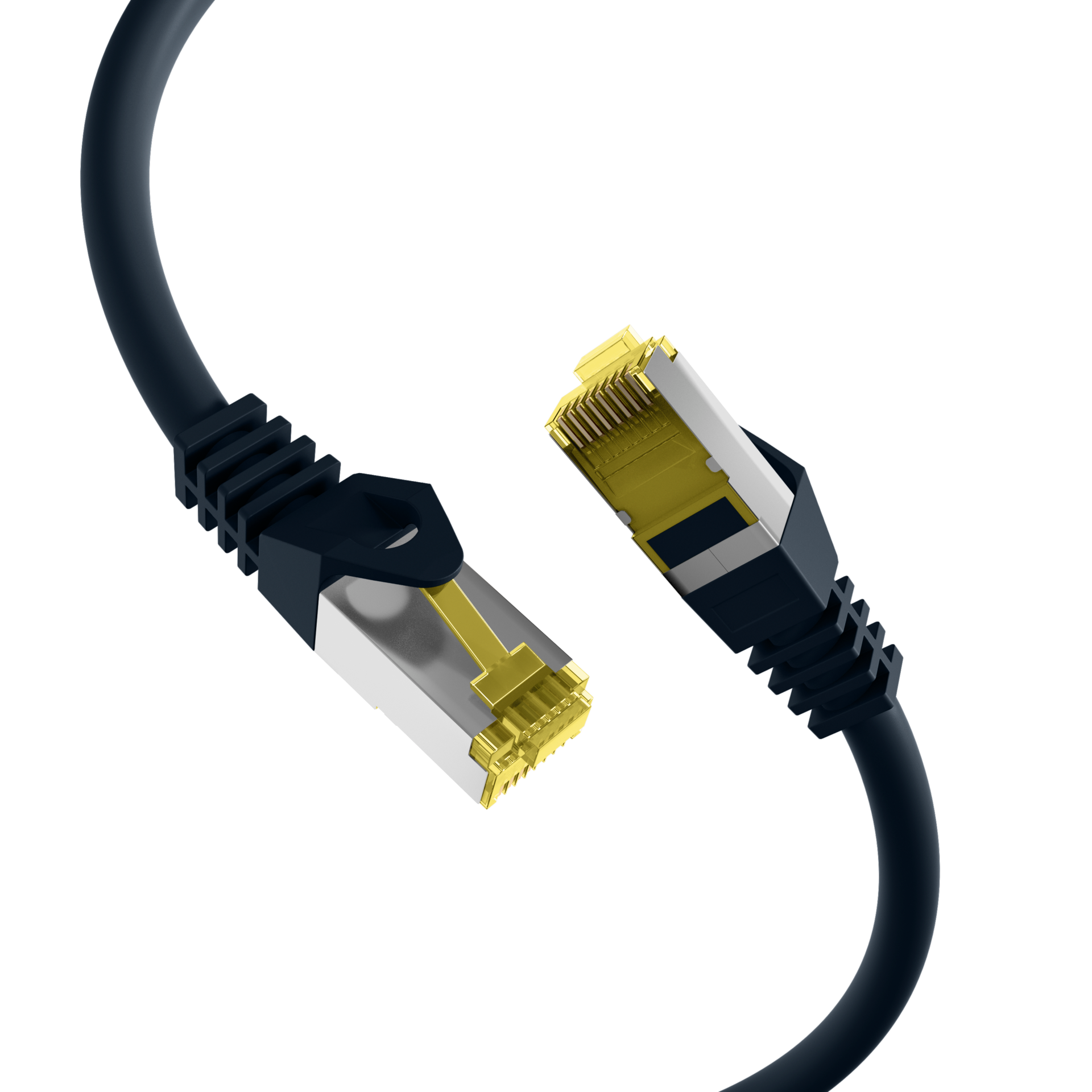 RJ45 Patch Cord Cat.6A S/FTP LSZH Cat.7 raw cable black 0,15m