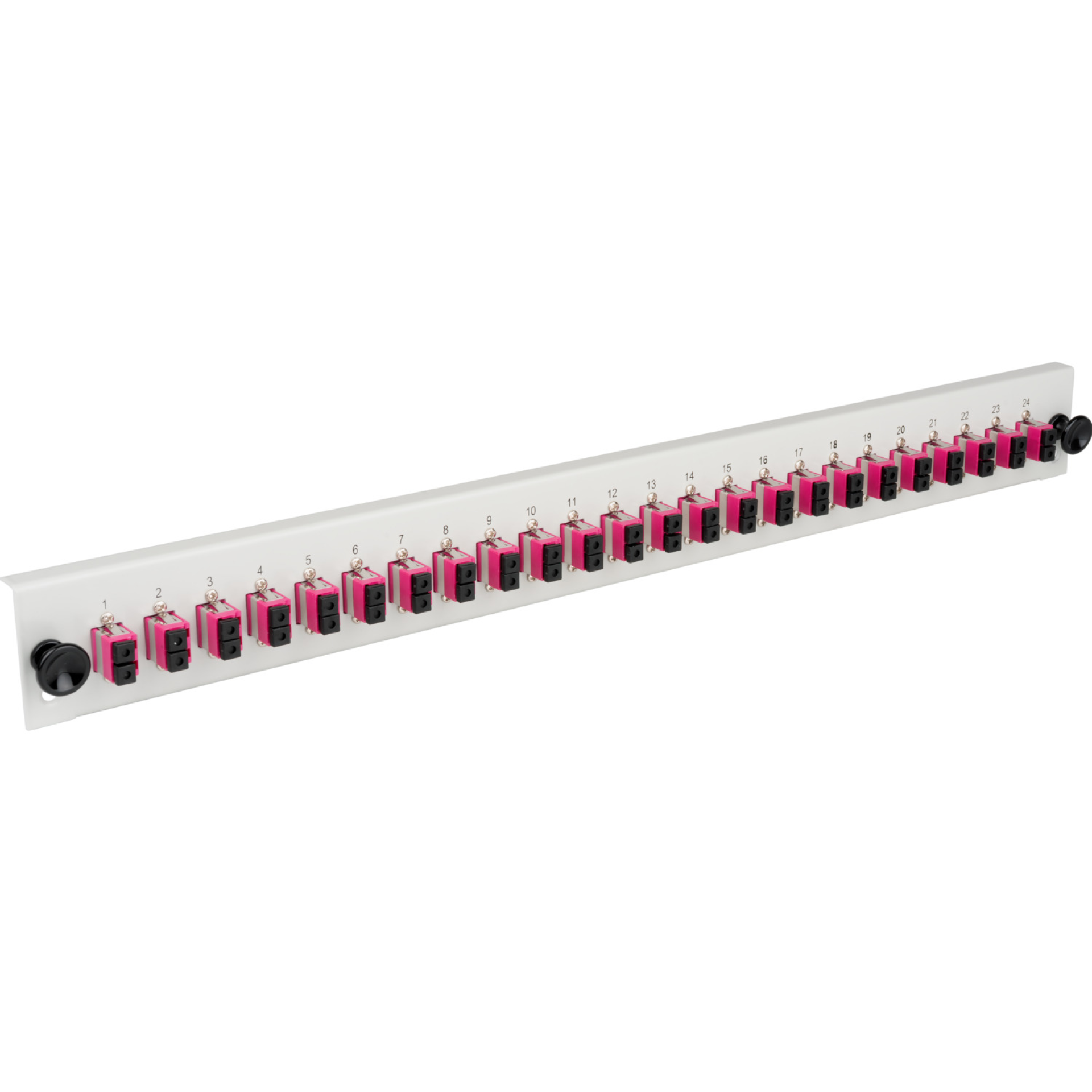 Bestückte Frontblende mit 24 x LC Duplex Kupplung OS2, grau