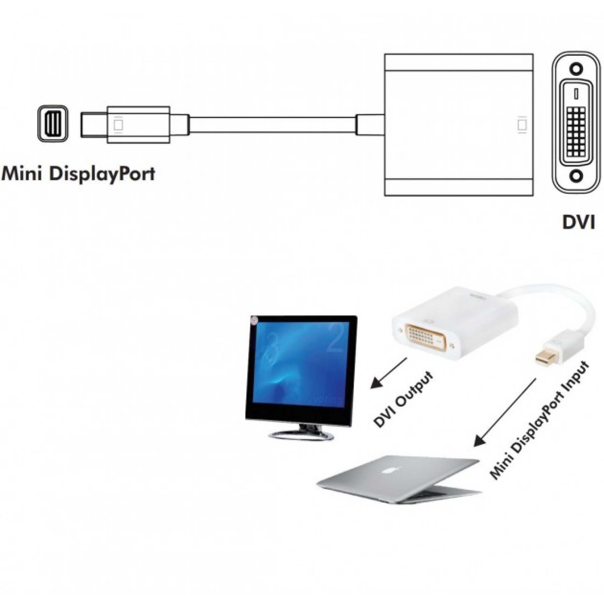 Adapter - Mini-DisplayPort 1.2 auf DVI