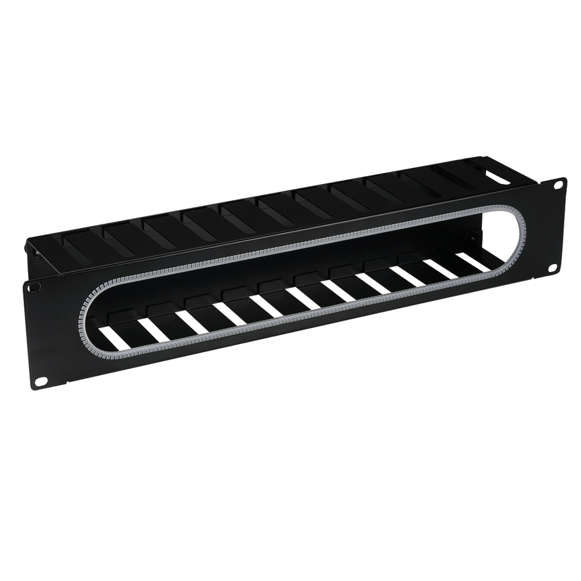 19" 2U Cable Routing Panel with Cover, RAL7035