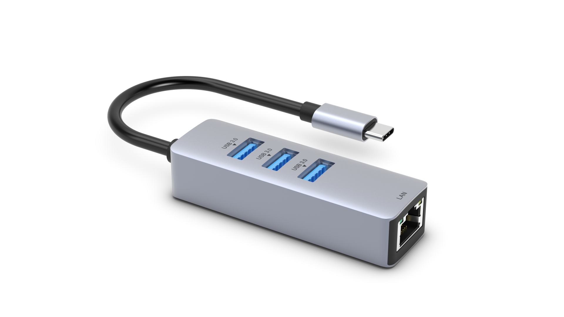 USB 3.0 Hub, 3-Port, 3x USB-A + 1x Gigabit LAN Al, passive, USB-C