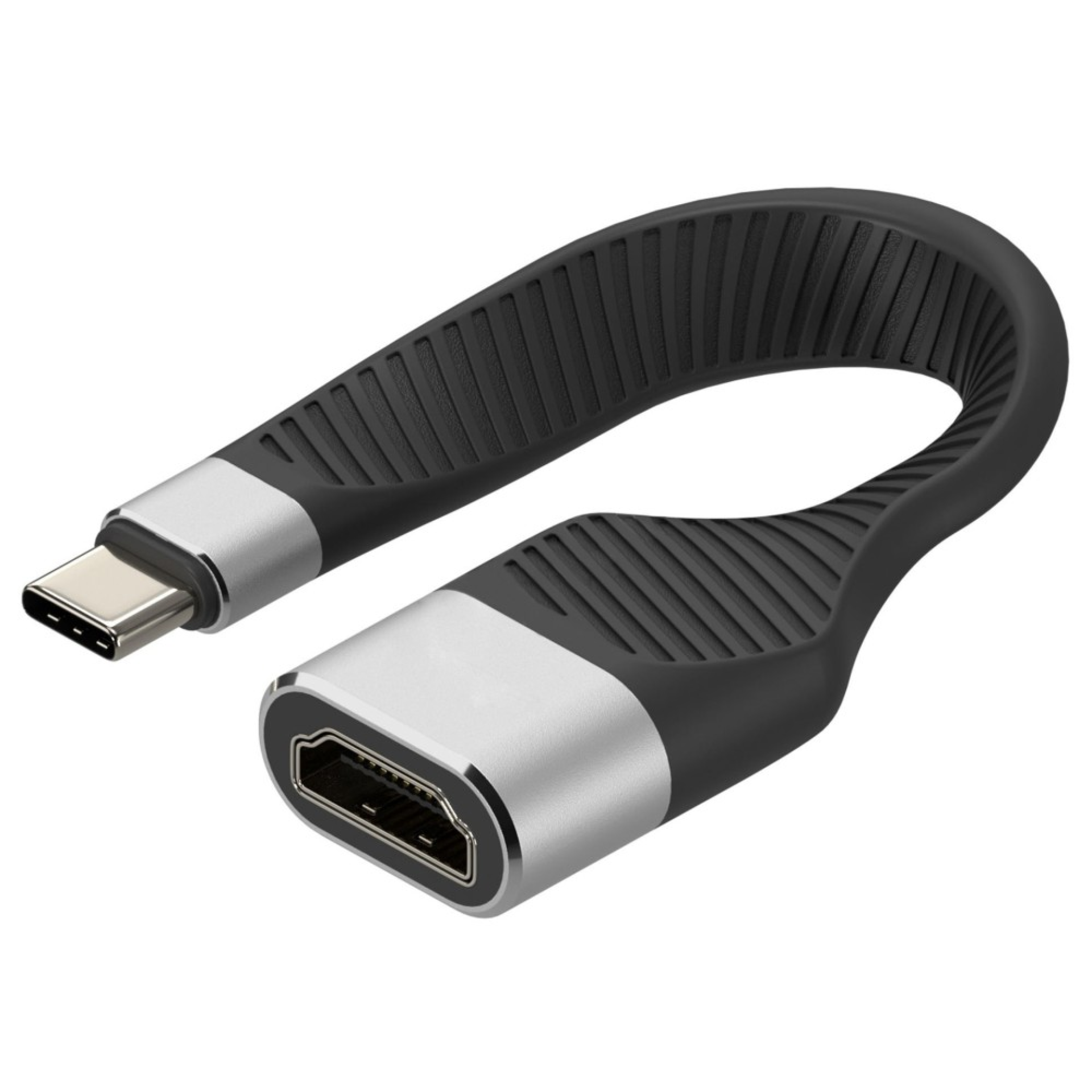 Techly USB-C Stecker auf HDMI-Buchse, kurz, flaches FPC Kabel