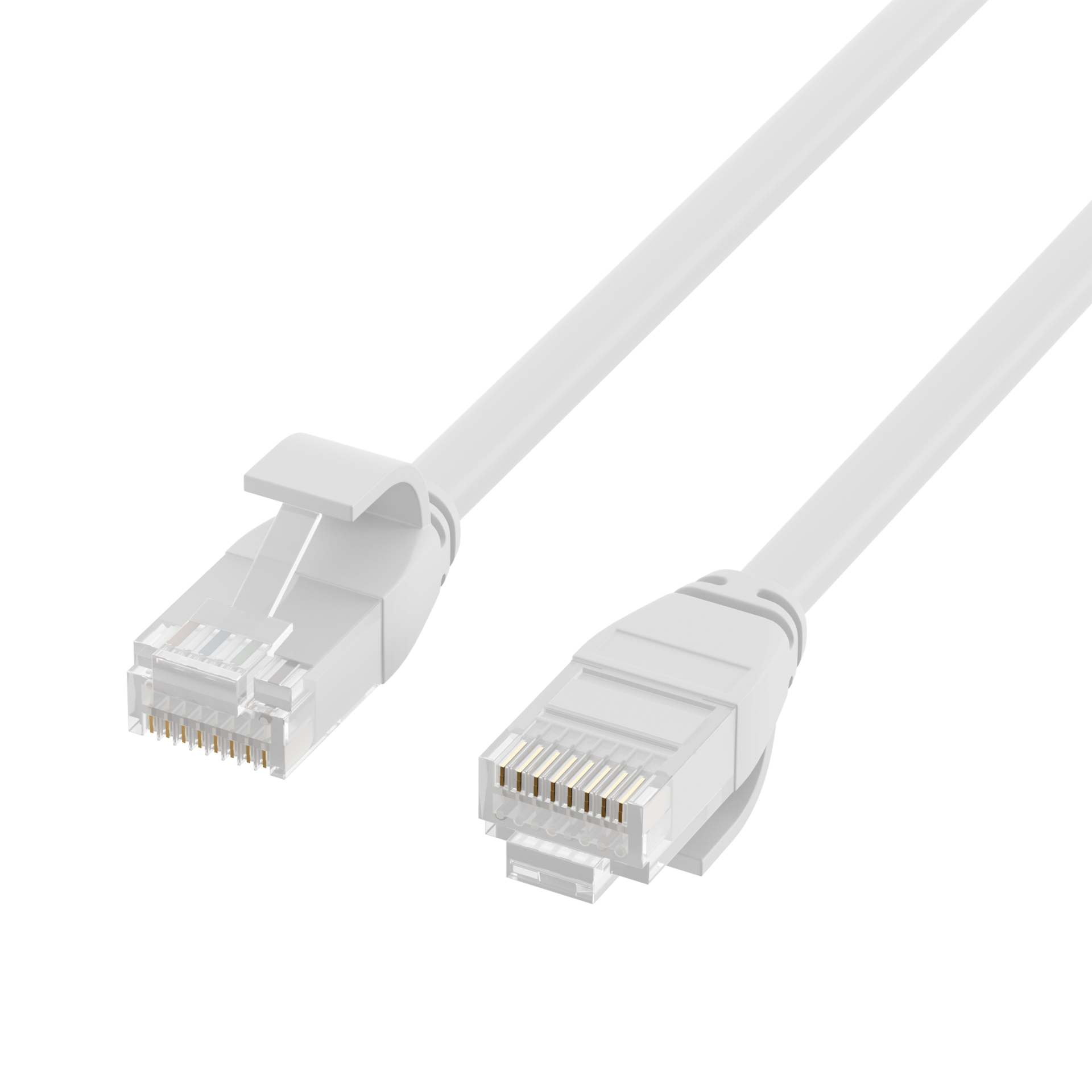 RJ45 Patchkabel Cat.6A U/UTP TPE 3,6mm ultraflex weiß 0,15m