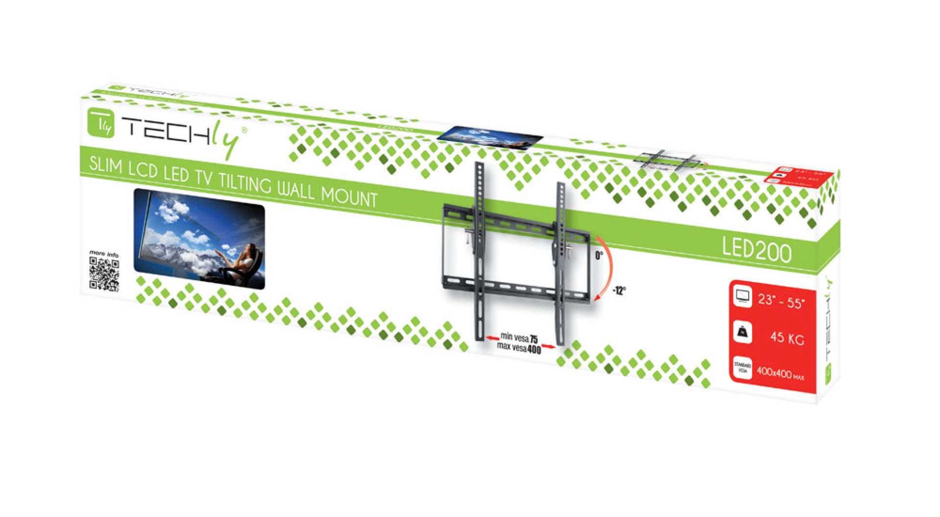 Wandhalterung für LCD TV LED 23"-55" neigbar, schwarz, max. 45 kg