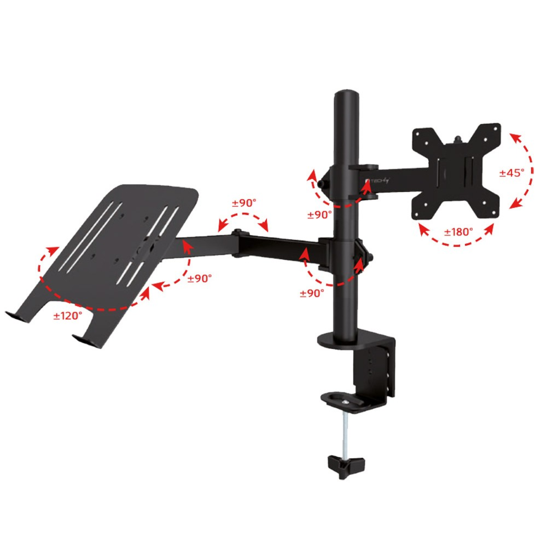 Techly desk mount for 13-32" monitor and laptop shelf