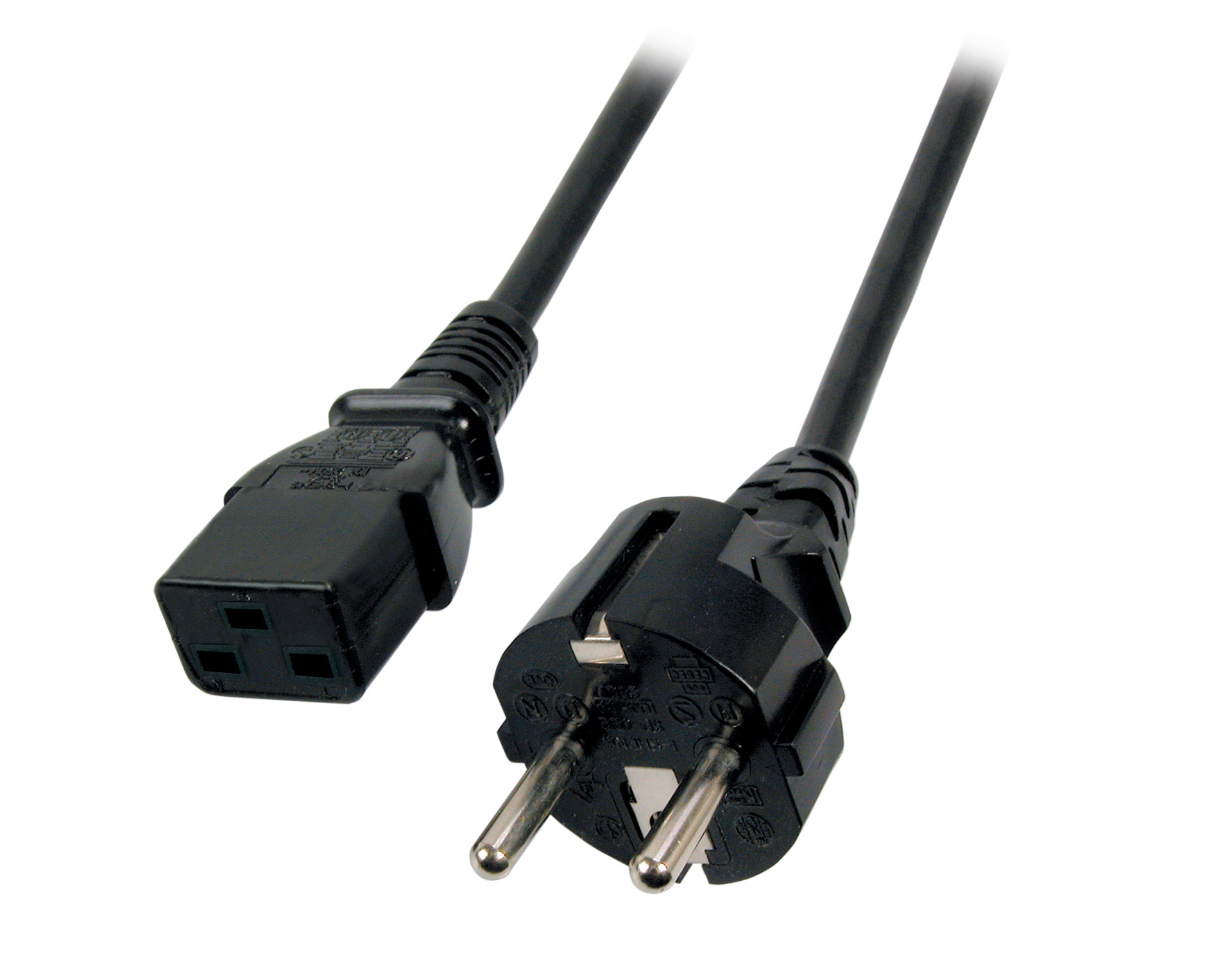 Power Cable CEE7/7 180° - C19 180°, Black, 1.8 m, 3 x 1.50 mm²