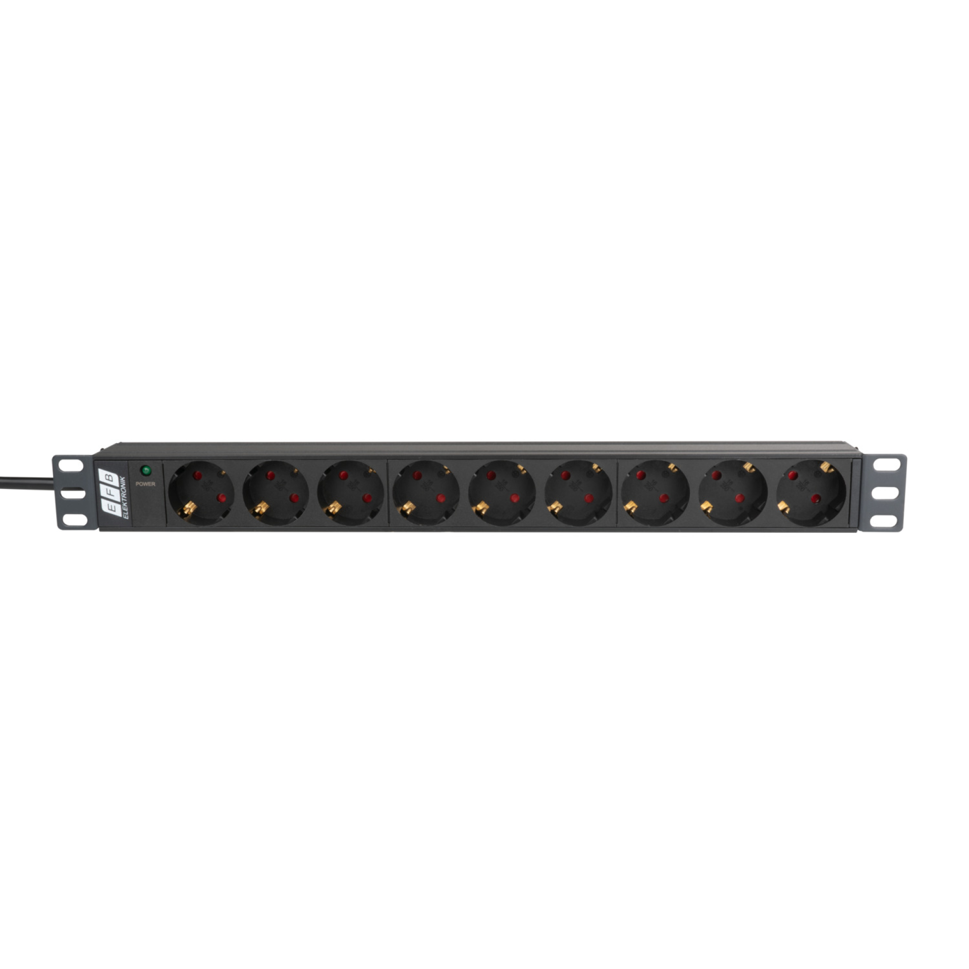 19“ 1HE Steckdosenleiste 9 x CEE 7/3 mit Power LED, im Aluprofil, schwarz
