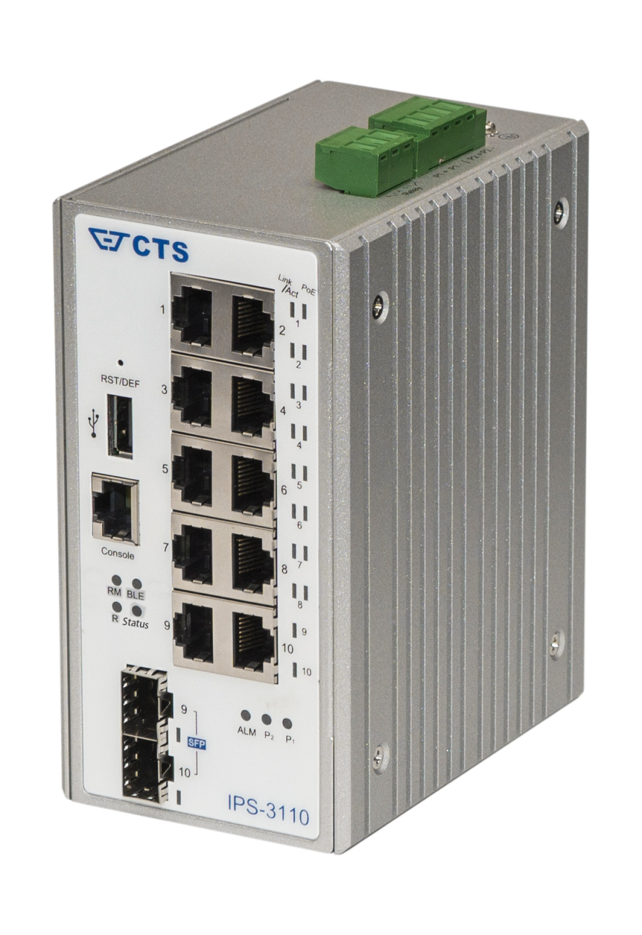 Hutschienen Switch 8x 100/1000T RJ45 mit PoE,2 x 100/1000 SFP