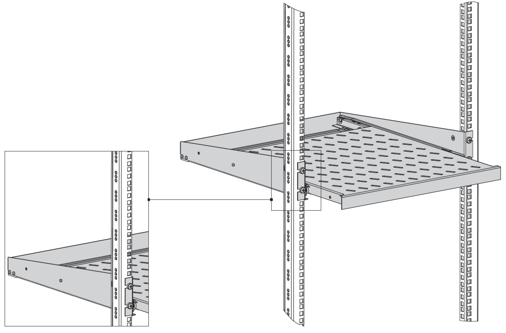 19" 2U Pull-Out Shelf, D=455 mm, Front Mounting, 20 kg, RAL7035