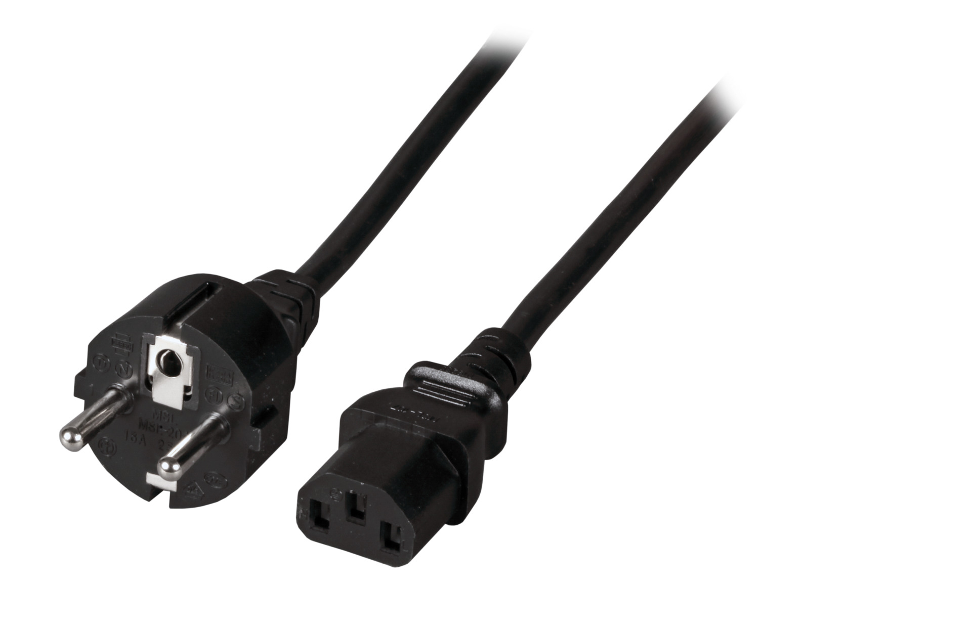 Power Cable CEE7/7 180° - C13 180°, Black, 3.0 m, 3 x 1.00 mm²