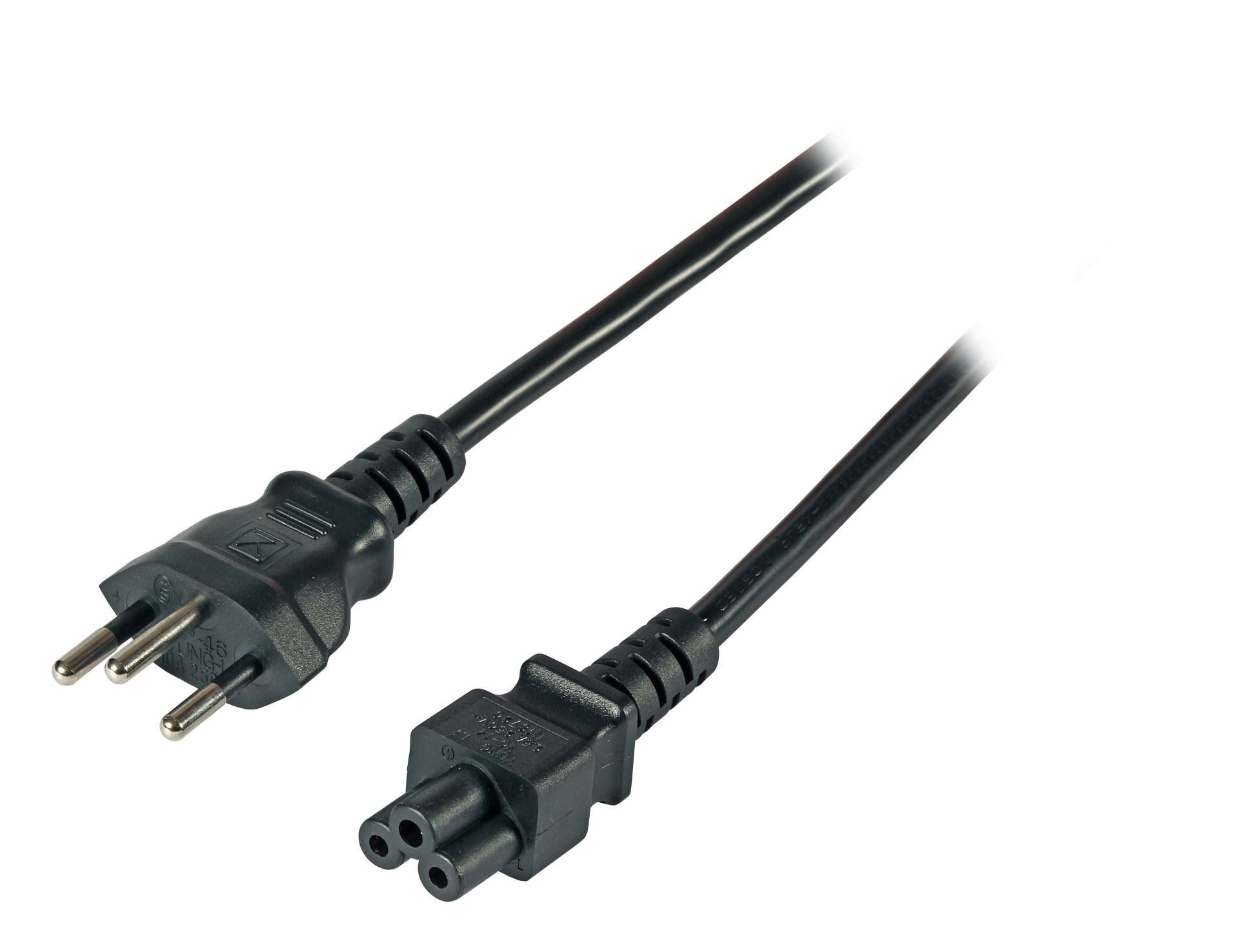Power Cable Switzerland Type 12 - C5 180°, Black, 1.8 m, 3 x 0.75 mm²