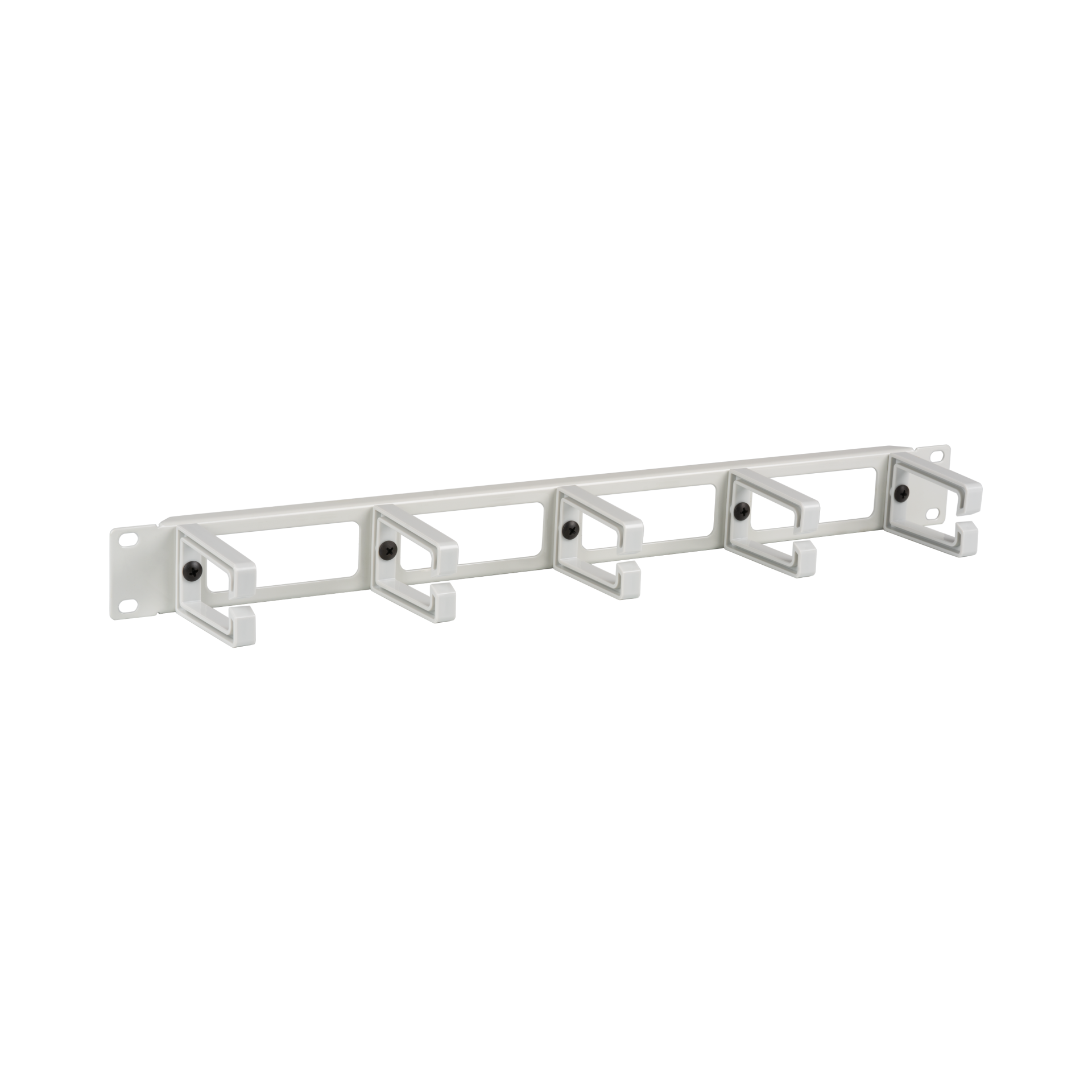 19“ 1U Cable Management Panel, 4 Openings, 5 Brackets, Plastic RAL7035