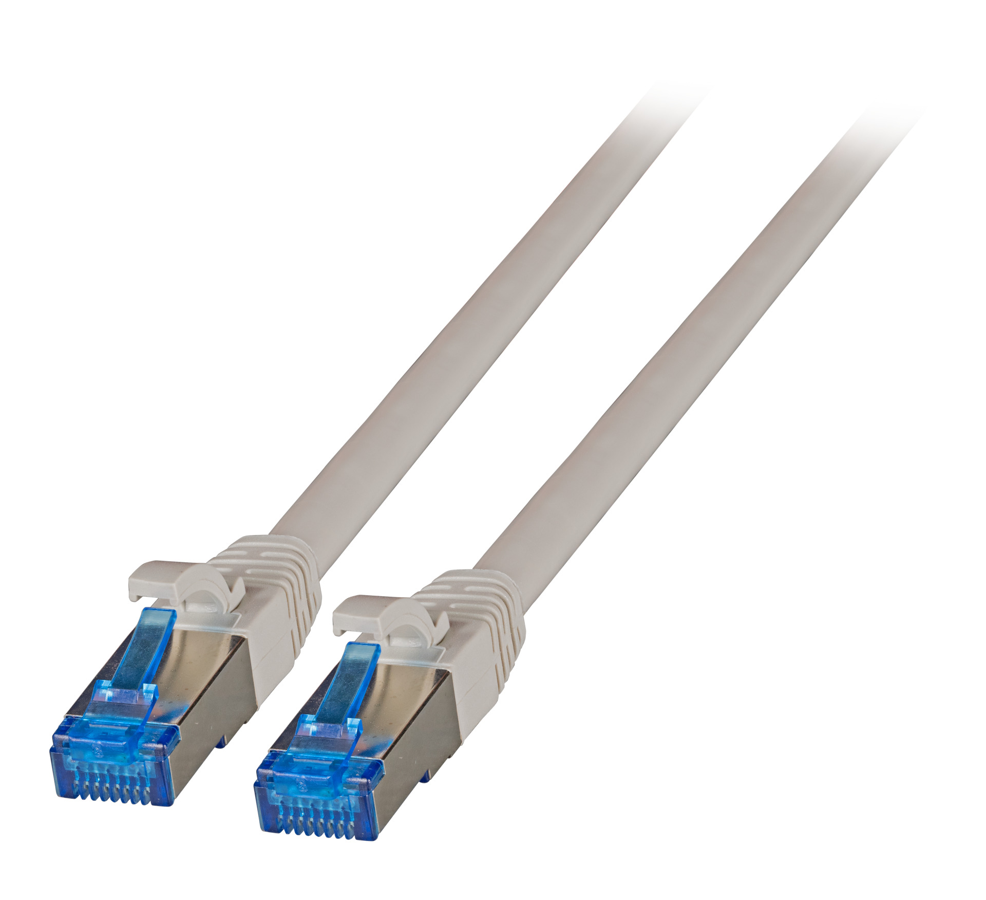 RJ45 Patchkabel S/FTP, Cat.6A, Cat.7 Rohkabel TPE superflex, 0,15m, grau