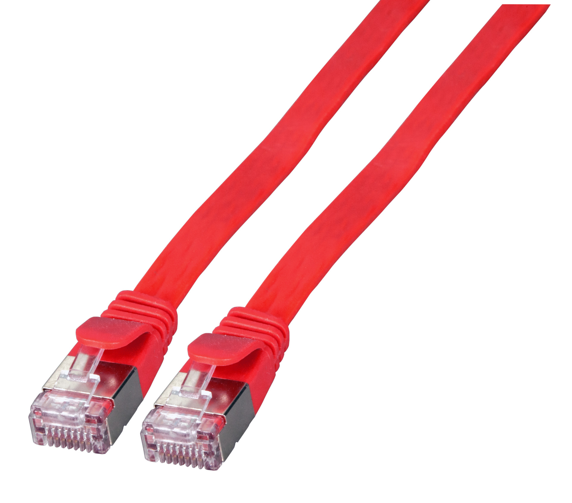 RJ45 Flachpatchkabel U/FTP, Cat.6A, PVC, 1m, rot