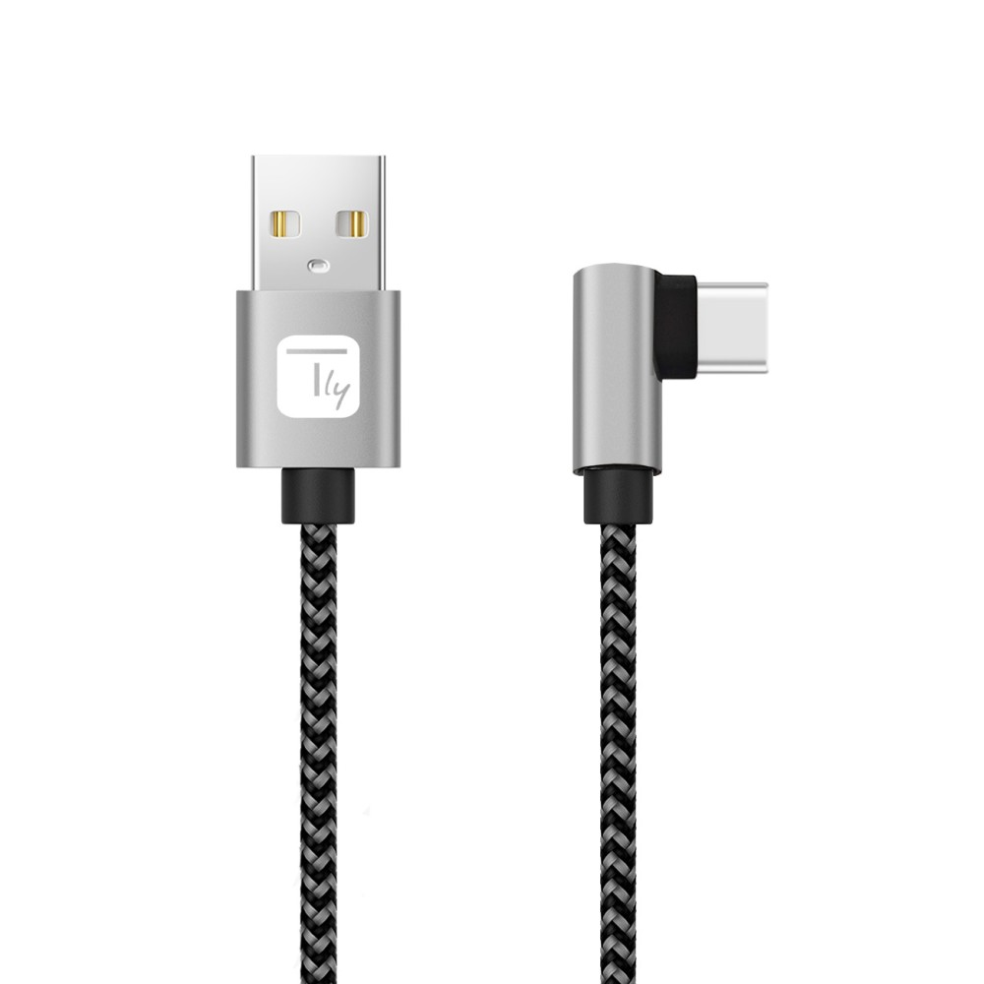 USB-A connector 2.0 / USB-C™ connector, angled 3A 0.5m aluminum cable