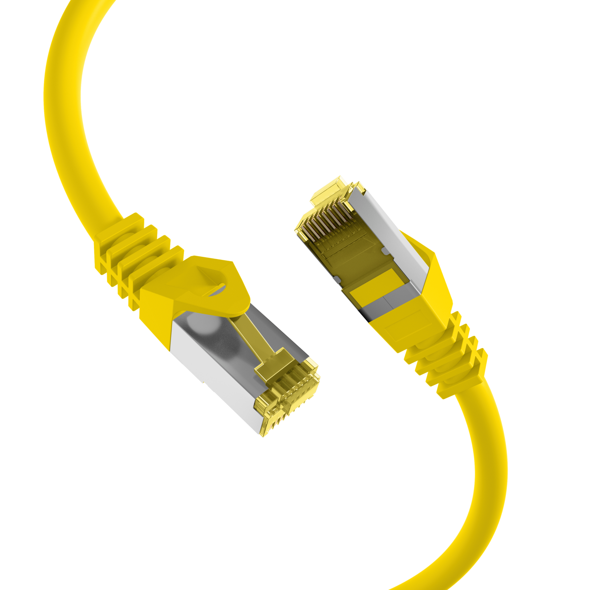 RJ45 Patch Cord Cat.6A S/FTP LSZH Cat.7 raw cable yellow 0,5m