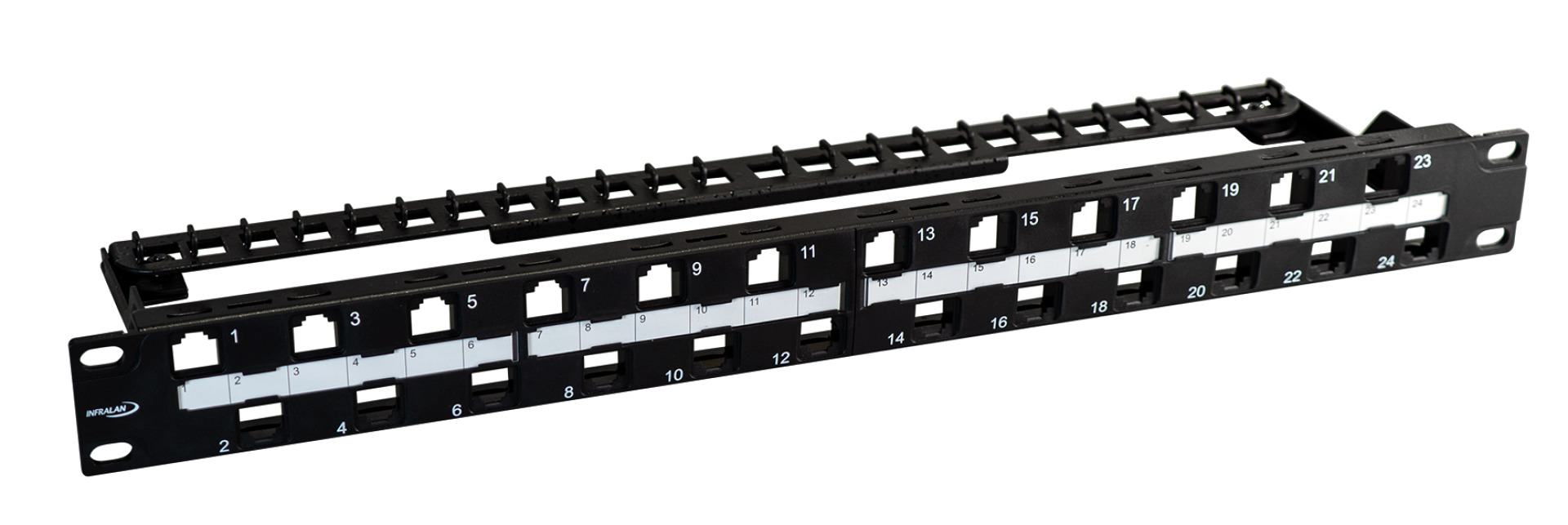 INFRALAN® Distribution Panel 19" 1U, 24-Port shifted, ANEXT optimized, black