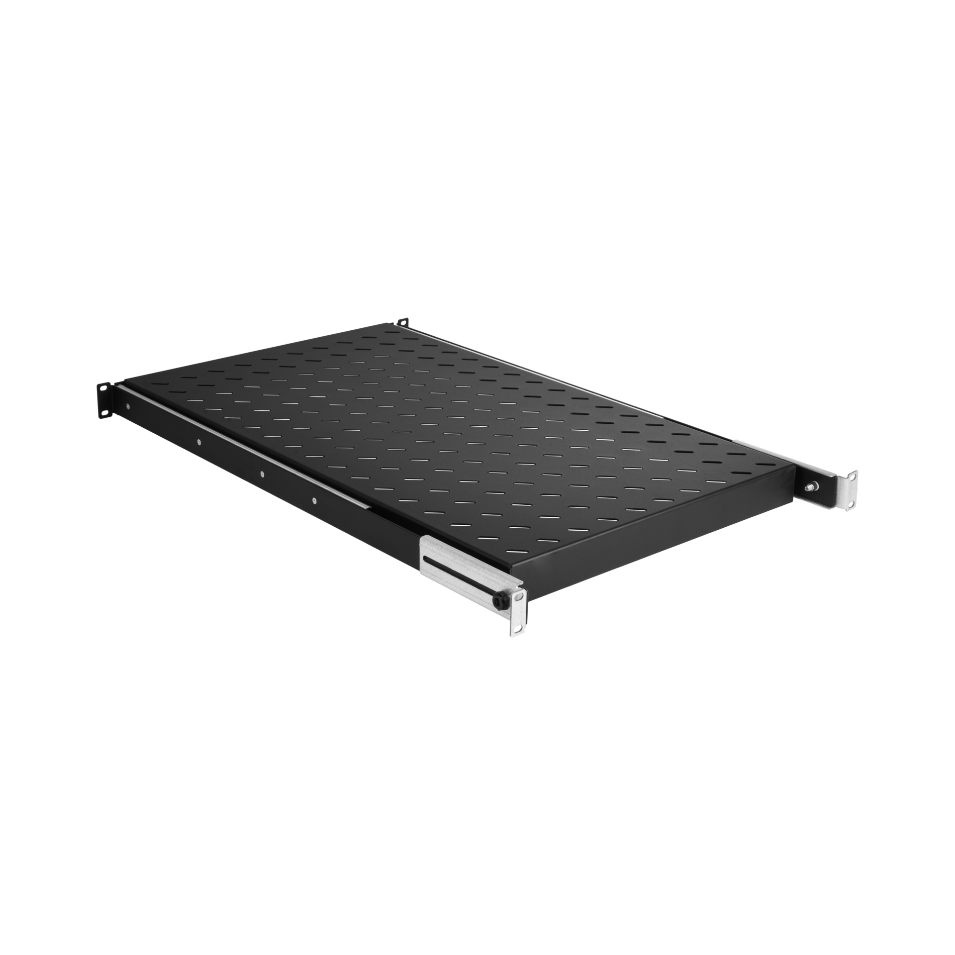 19" 1HE Fachboden ausziehbar, ET 550..650 mm, 30 kg, ST 800, RAL9005