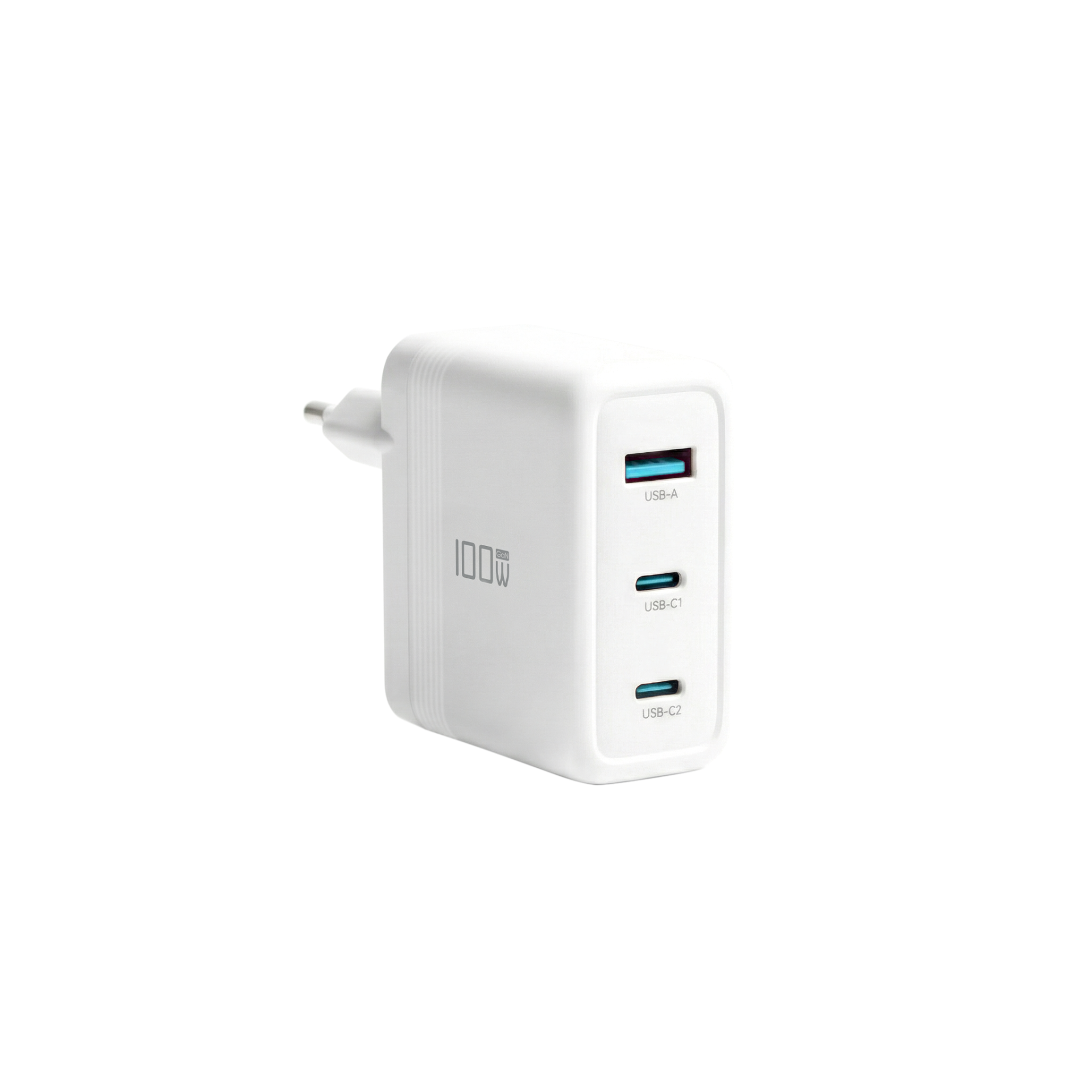 Ladegerät 100W 2xUSB-C +USB-A PD3.0 GaN QC3.0 Eingang:100-240V~1.5A 50/60Hz weiß