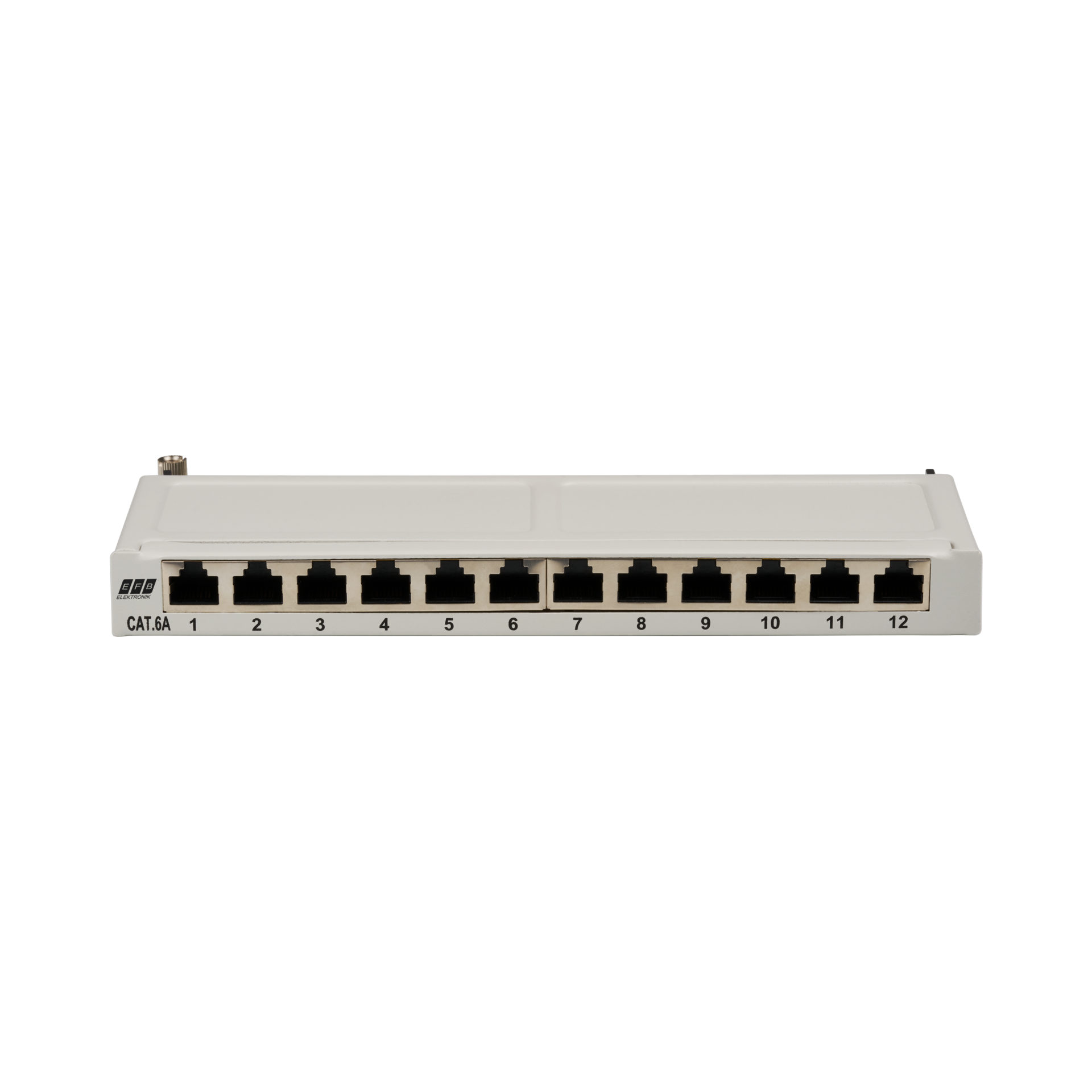 Mini-Patchpanel STP 12xRJ45 Cat.6A, 10“ 0,5HE, RAL7035 grau