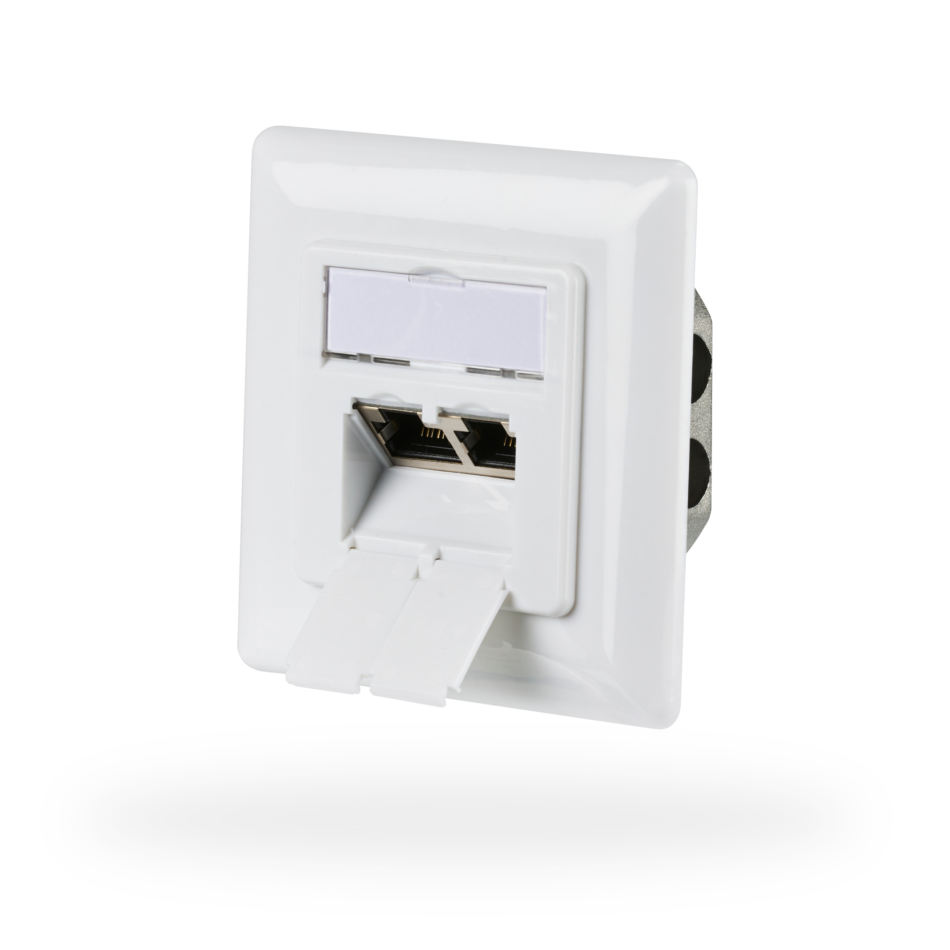 Netzwerkdose CAT6a Unterputz 2-fach RJ45,   LSA+ Anschlußtechnik, weiß