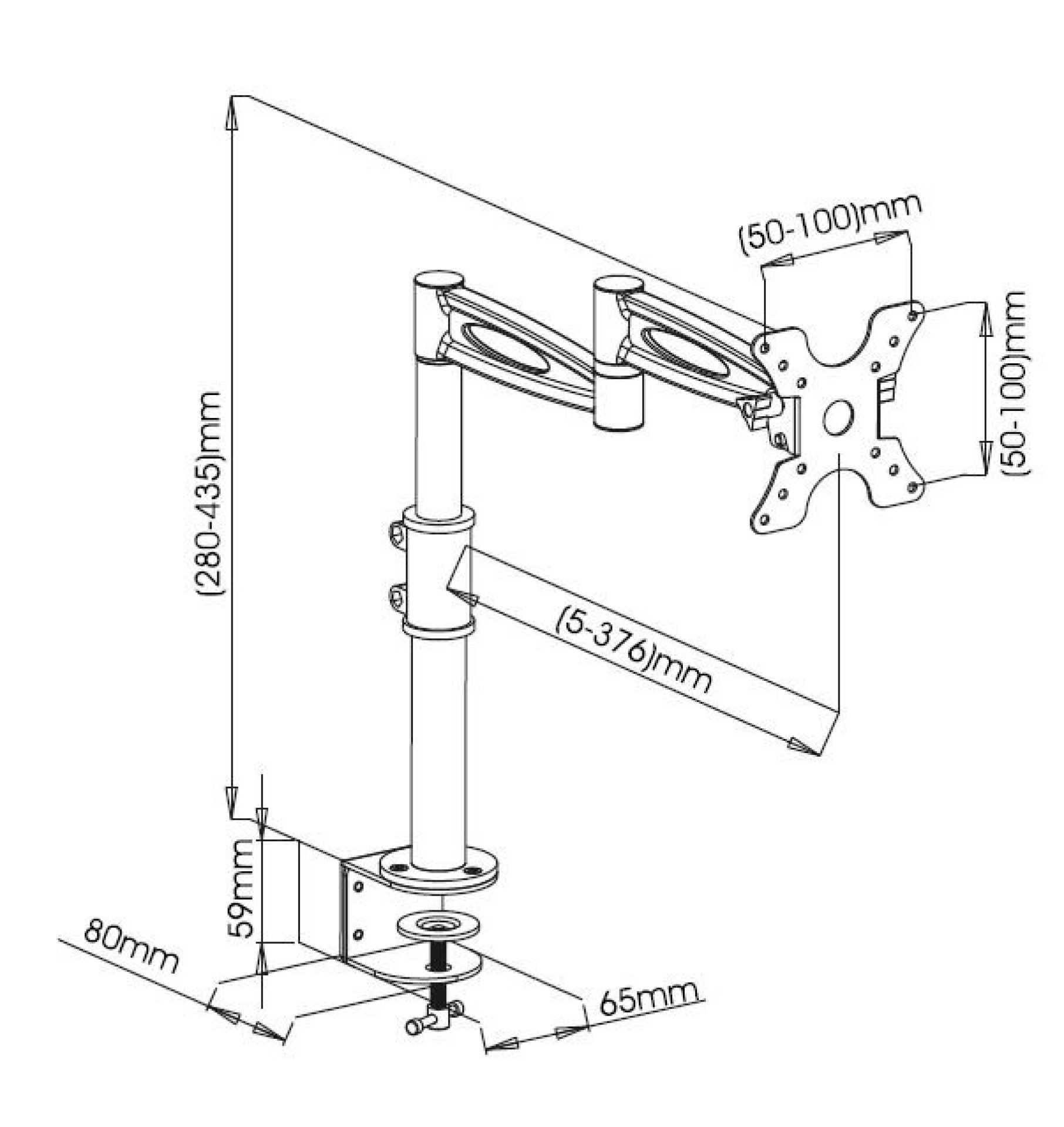 Schreibtischhalterung für LCD TV LED 13"-27", mit Langarm und Klemme