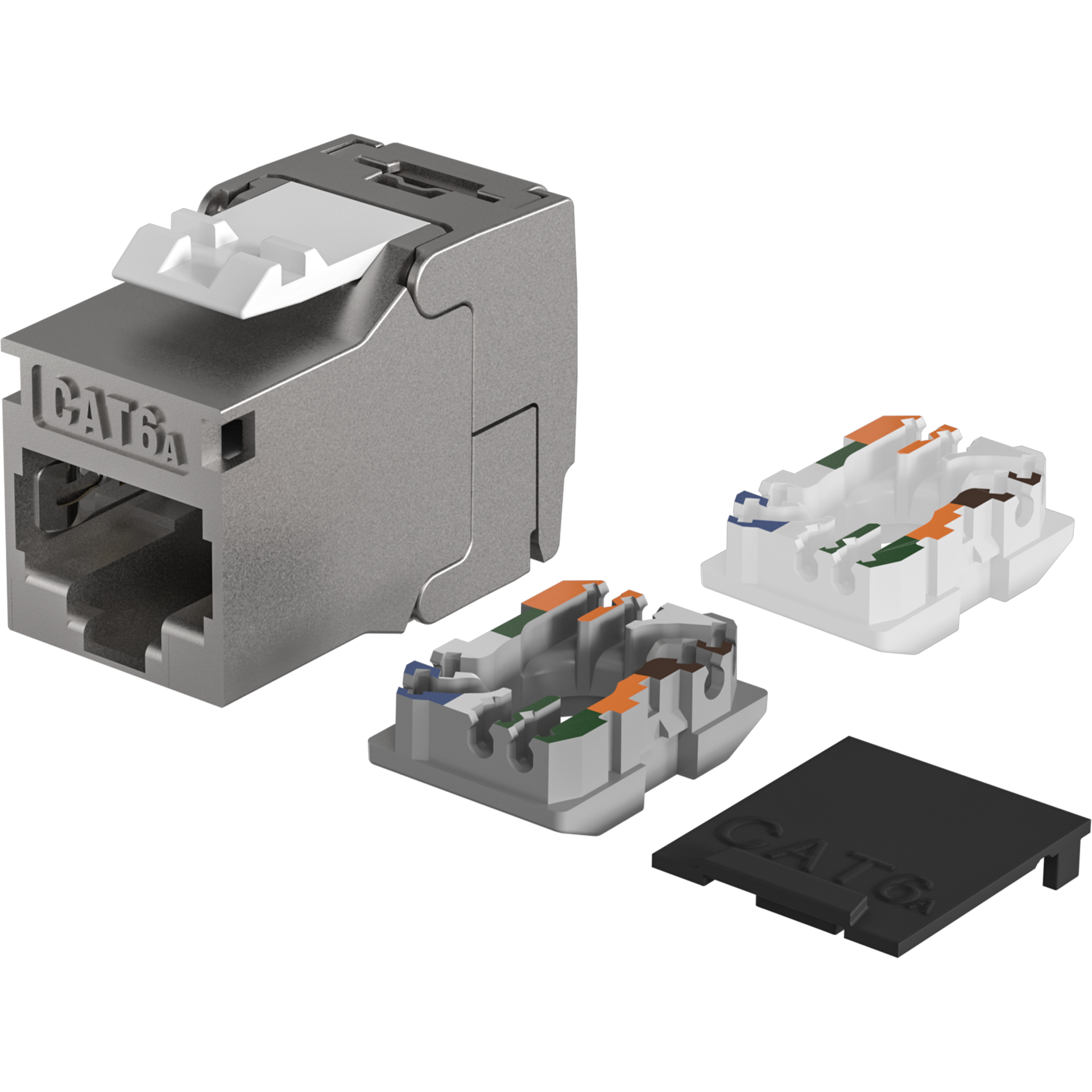 RJ45 Keystone Slimline/Shortbody Cat.6A Komponentenzertifiziert silber