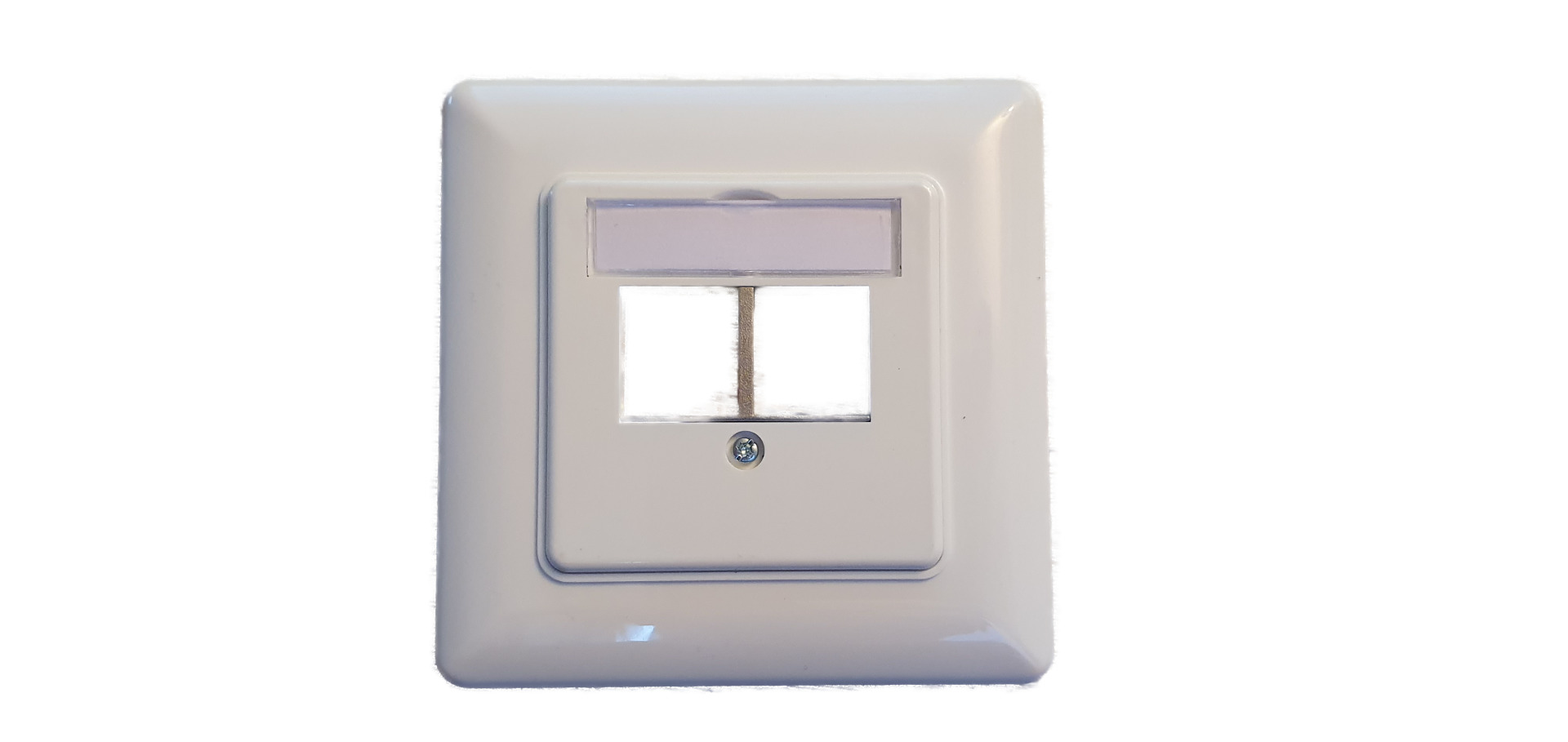 2-Port Frame Set for Keystone, straight outlet, DIN49075, RAL9003 signal white
