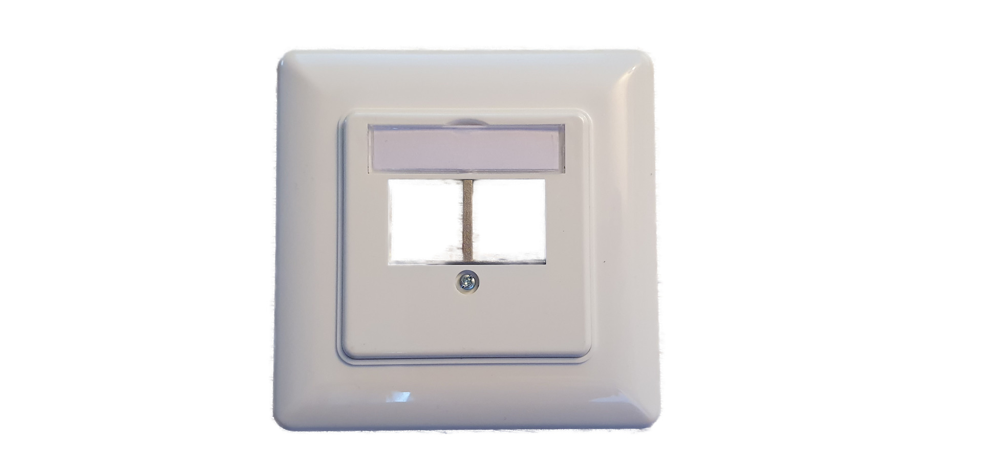 2-Port Frame Set for Keystone, straight outlet, DIN49075, RAL9003 signal white