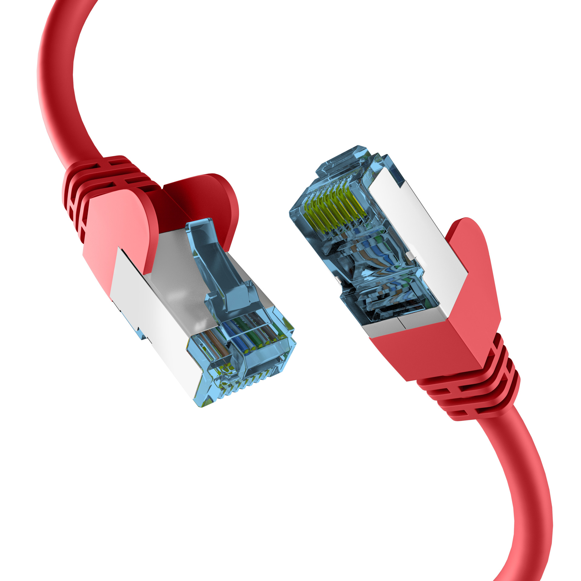 RJ45 PATCHKABEL mit CAT7 ROHKABEL ROT 10m,S/FTP PIMF Netzwerkkabel LAN DSL