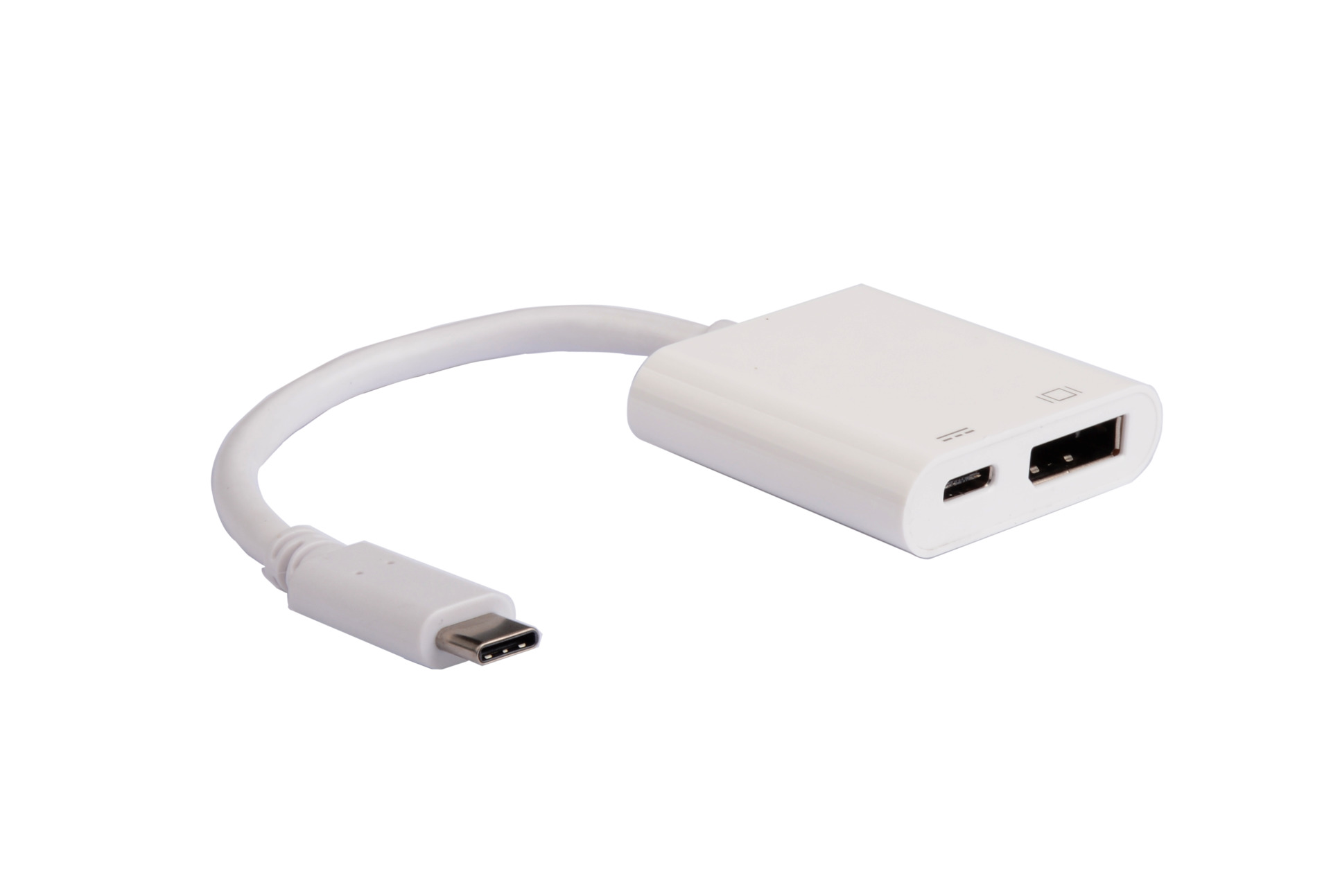 USB Typ-C - DP1.2 Adapter, 4K60Hz mit Typ-C PD Port, weiß