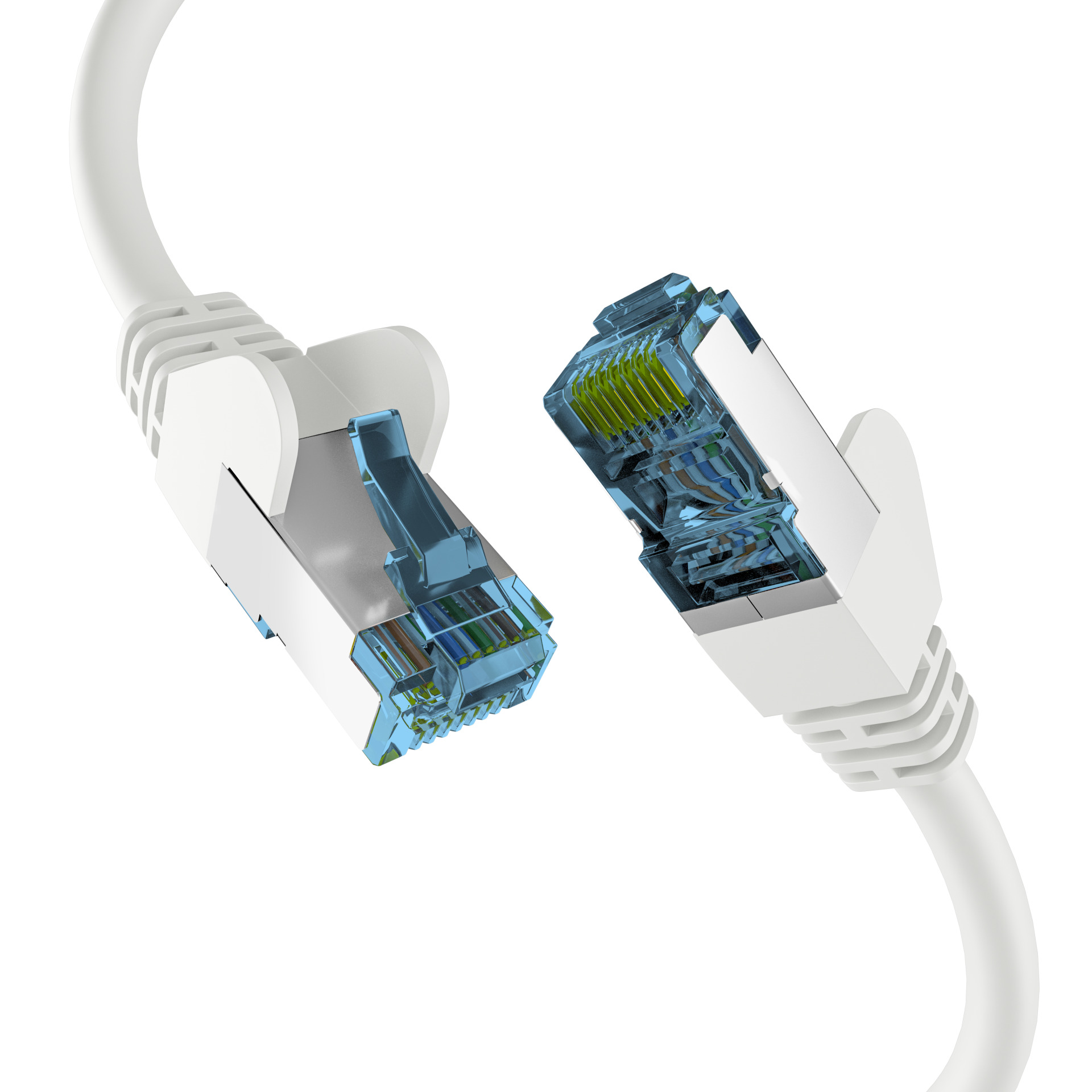 RJ45 PATCHKABEL mit CAT7 ROHKABEL WEISS 0,25m,S/FTP PIMF Netzwerkkabel LAN DSL