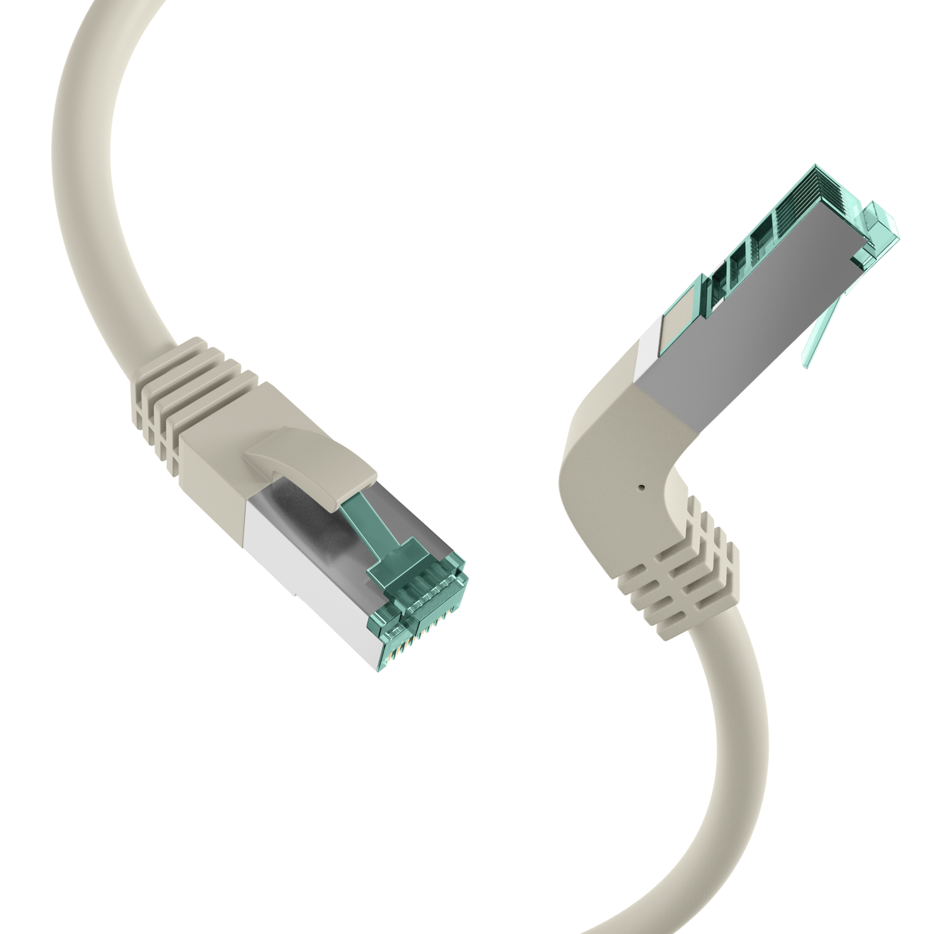 RJ45 Patchkabel Cat.6A S/FTP LSZH  1x90° grau 1m