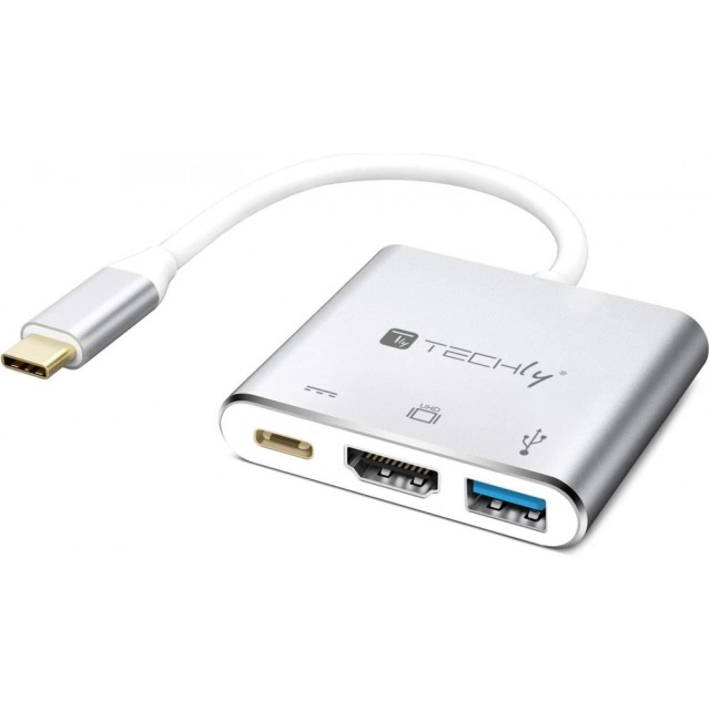 USB 3.1 Konverter USB-C  M auf USB F, HDMI F, USB-C F PD