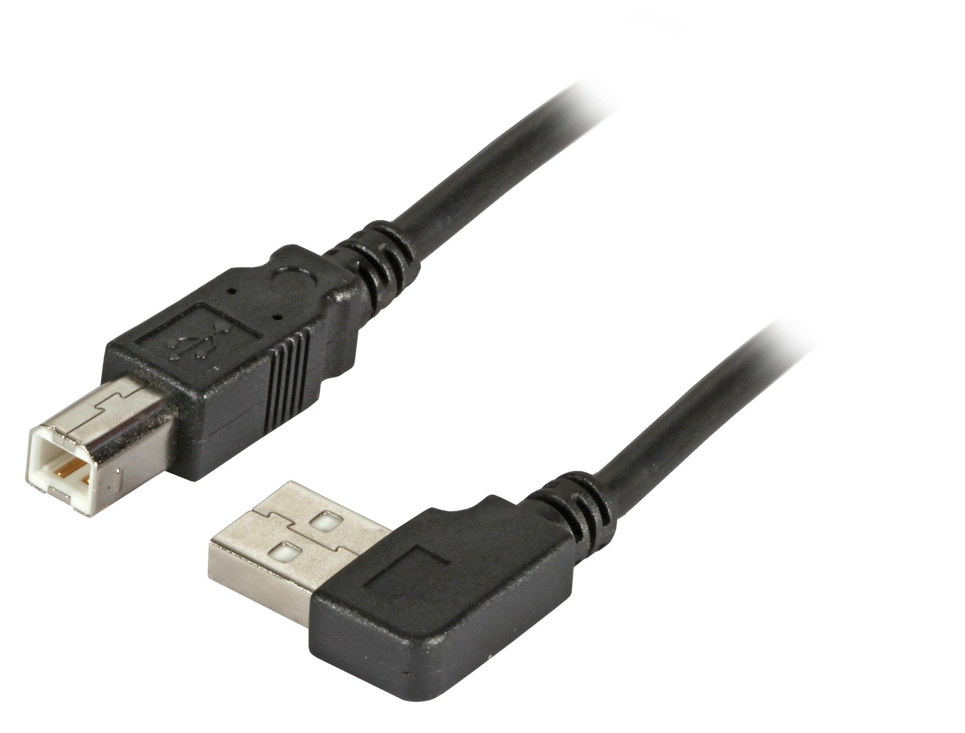 USB2.0 Connection Cable A (angled)-B, M-M, 1.0m, black, Classic