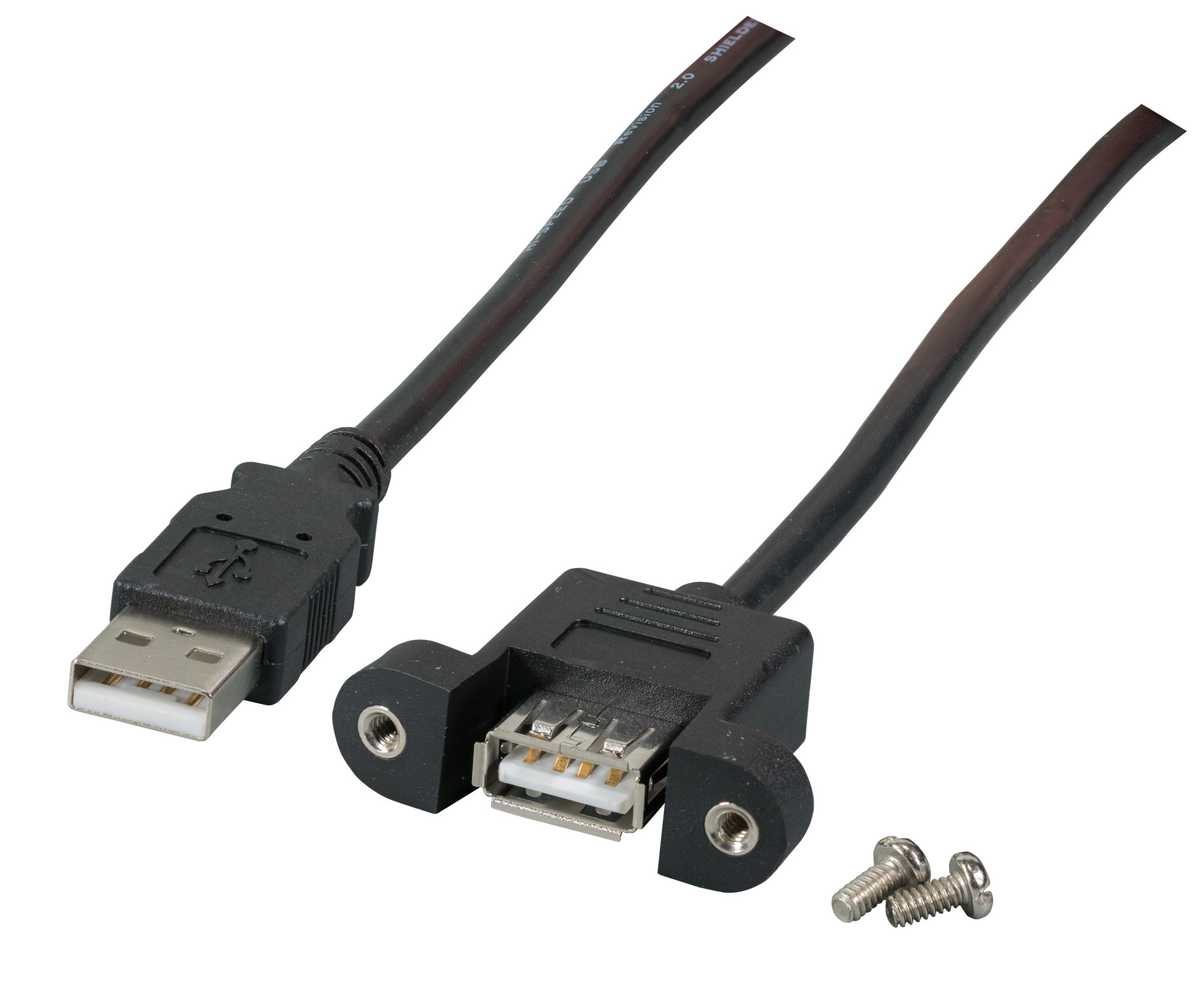 USB2.0 Verlängerungskabel A-A, St.-Einbaubuchse, 0,5m, schwarz, Classic