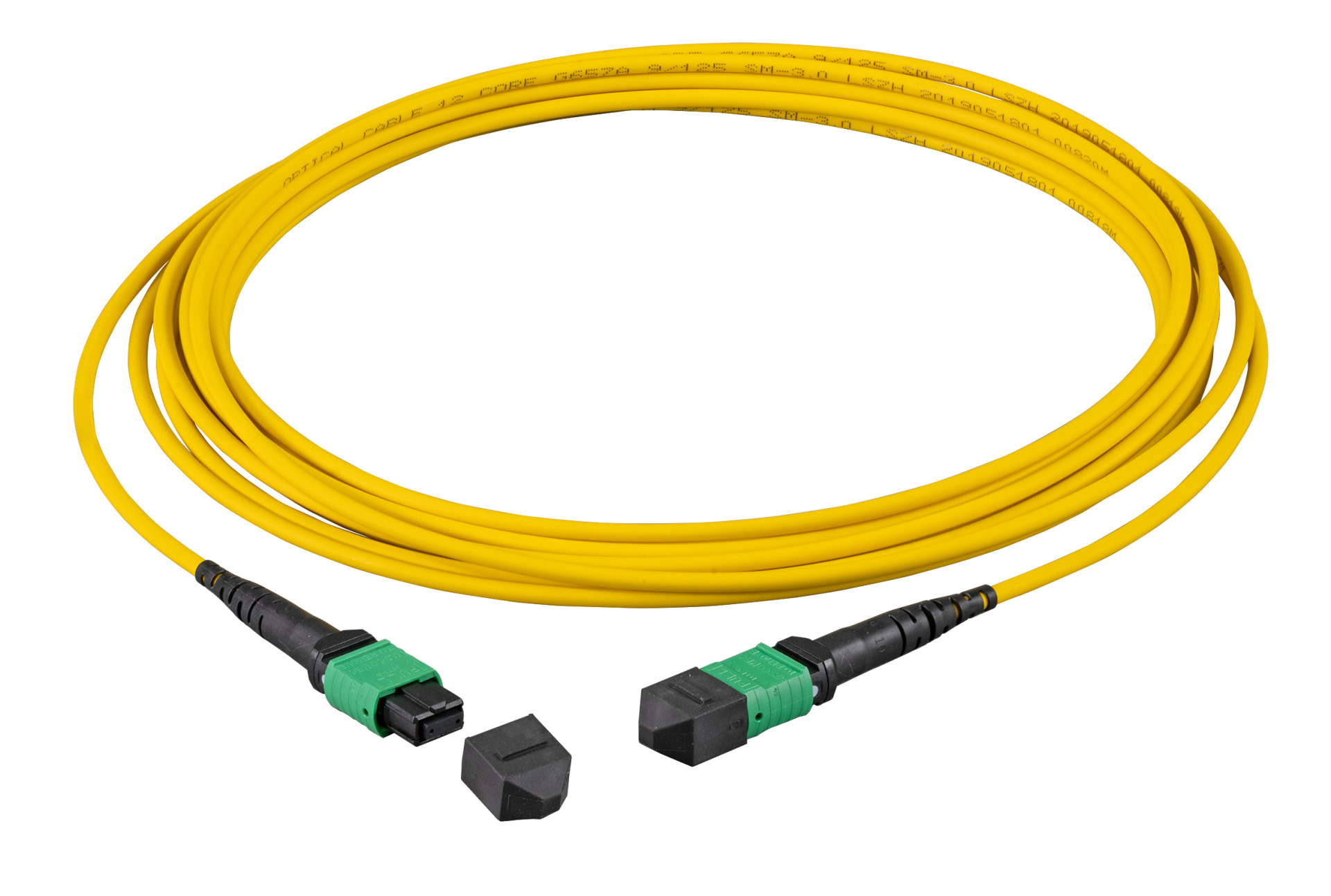 MTP®-F/MTP®-F 12-fiber matrix patch cable OS2, LSZH yellow, Code B, 7,5m