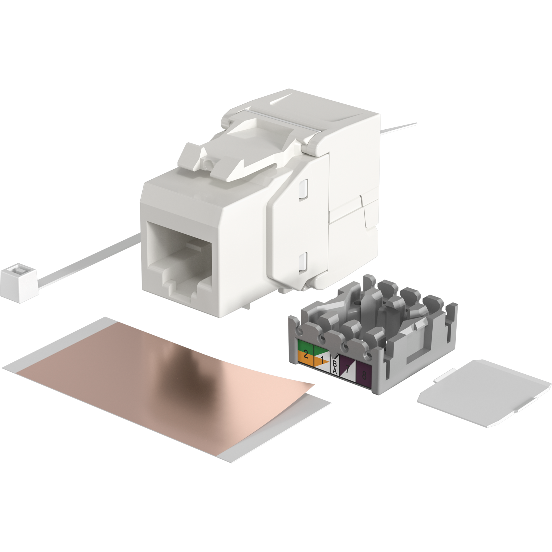 RJ45 Keystone UTP, Cat.6, 250MHz, component certified, white