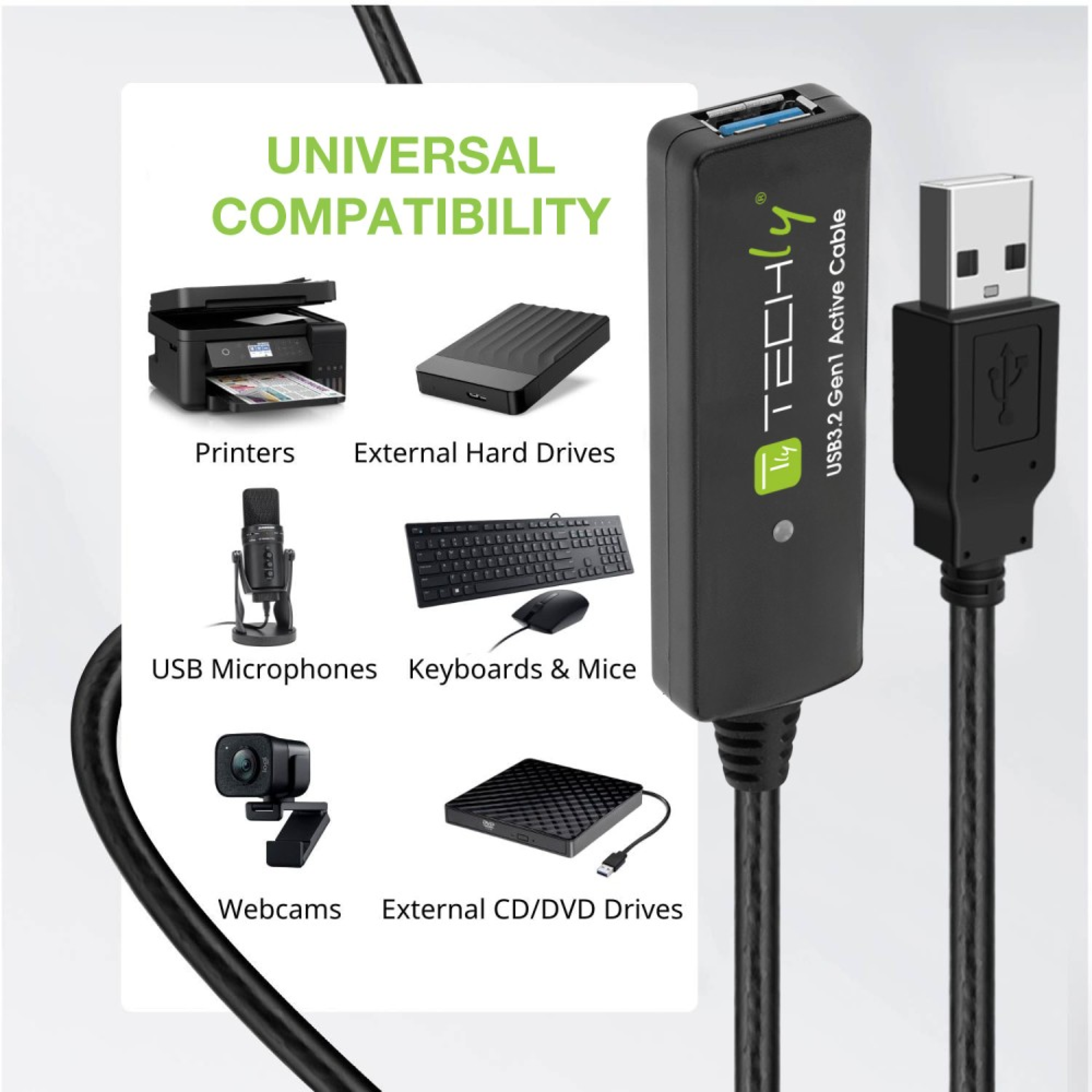 Techly Verlängerungskabel USB3.2, SuperSpeed+ 20m