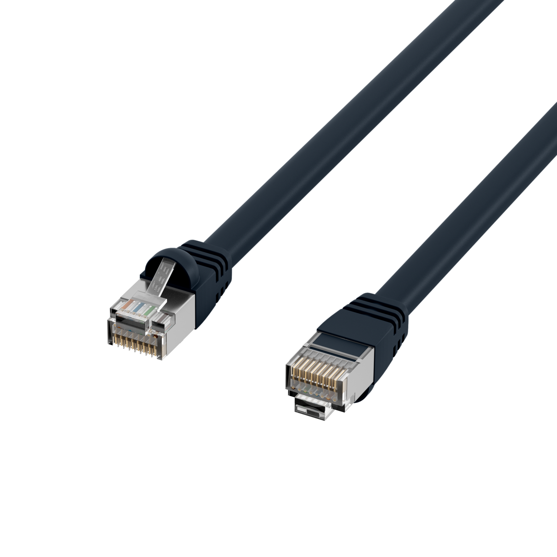 RJ45 Patchkabel S/FTP, Cat.6, PVC, kurze Tülle, UL, 1m, schwarz