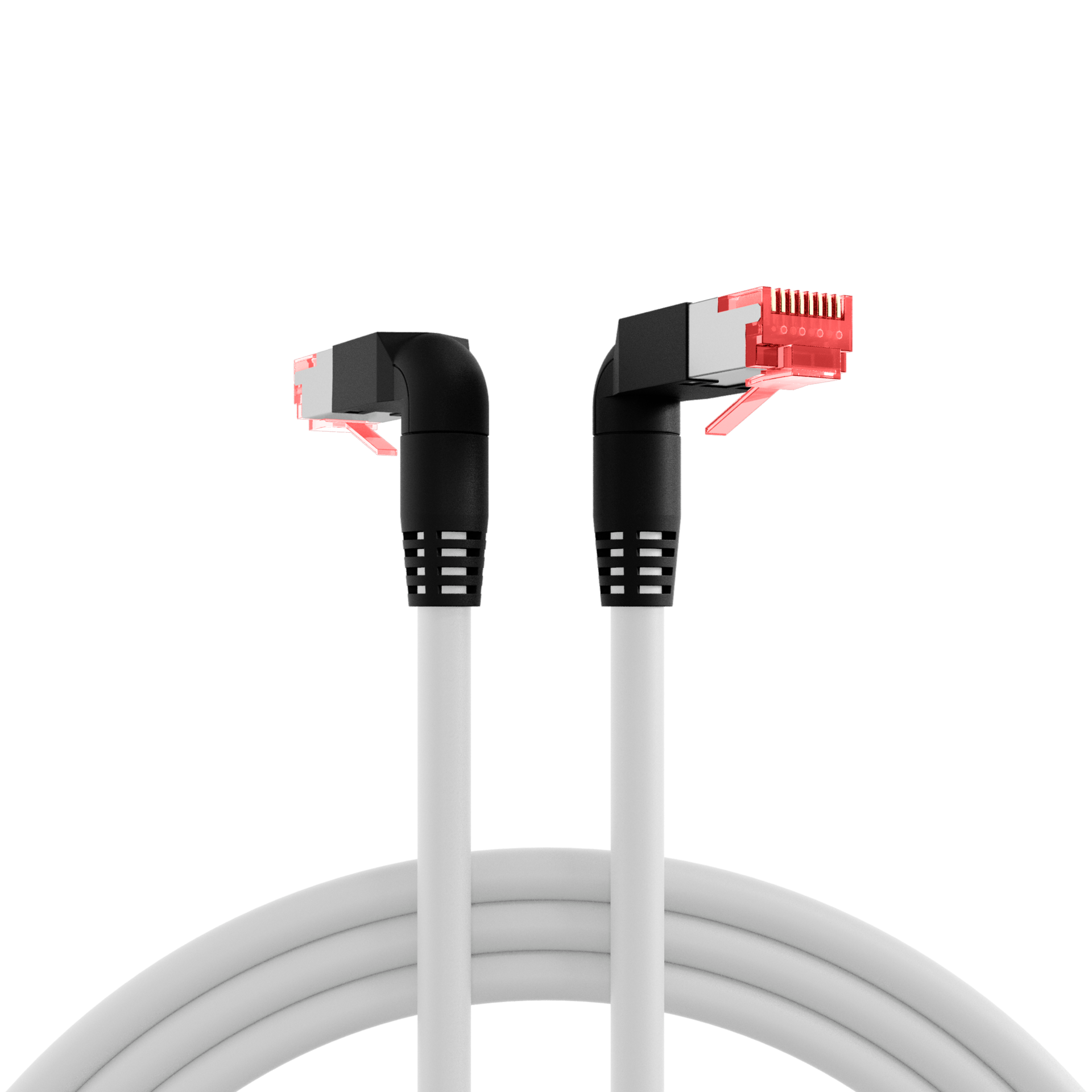RJ45 Patchkabel Cat.6A S/FTP LSZH  Draka UC900 TM21 2x90° weiß 1m