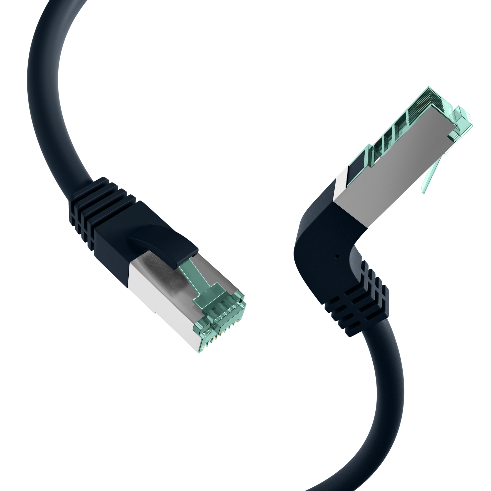 RJ45 Patchkabel Cat.6A S/FTP LSZH  1x90° schwarz 3m