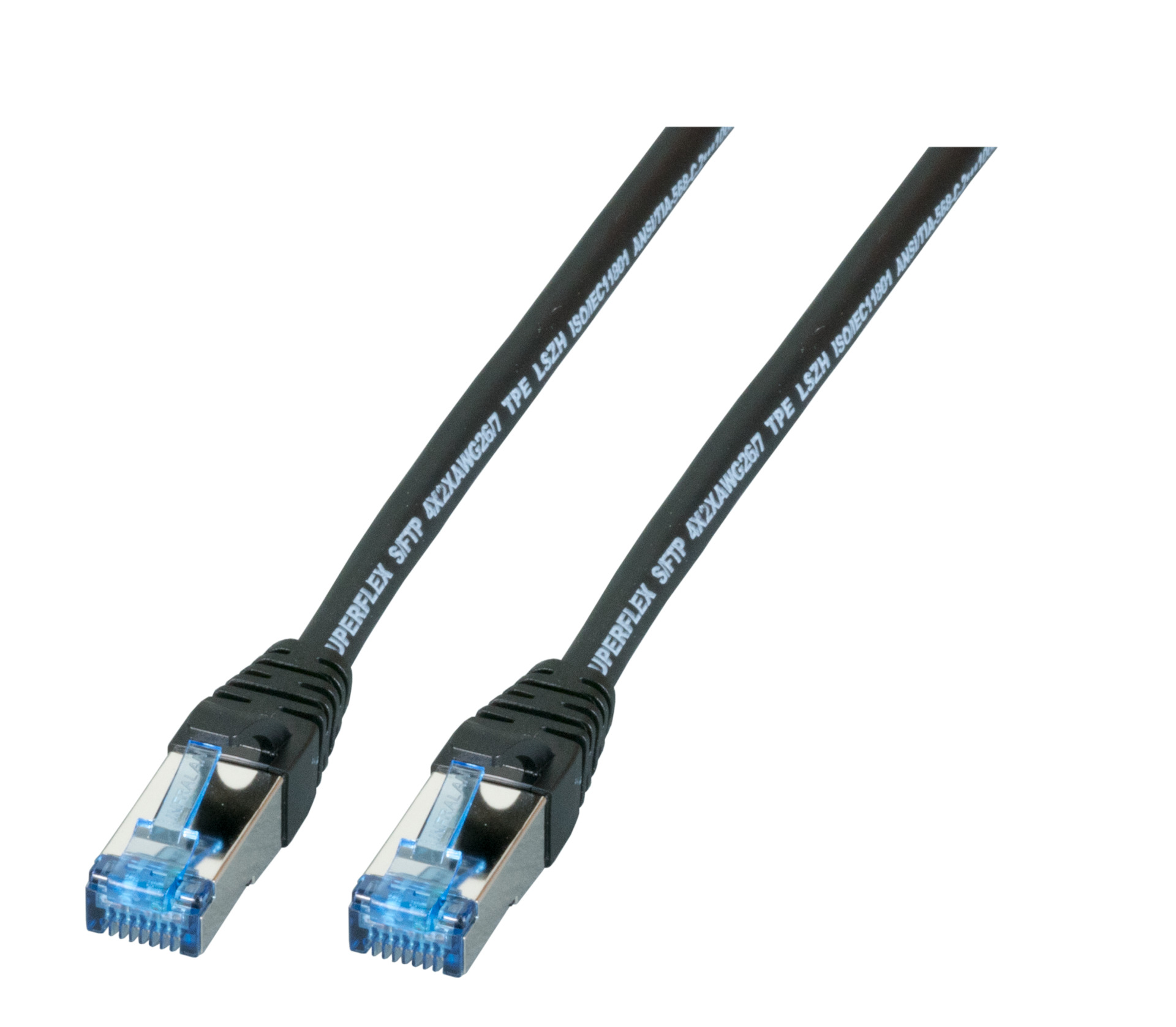 INFRALAN® RJ45 Patchkabel S/FTP, Cat.6A, TPE superflex, 0,25m, schwarz