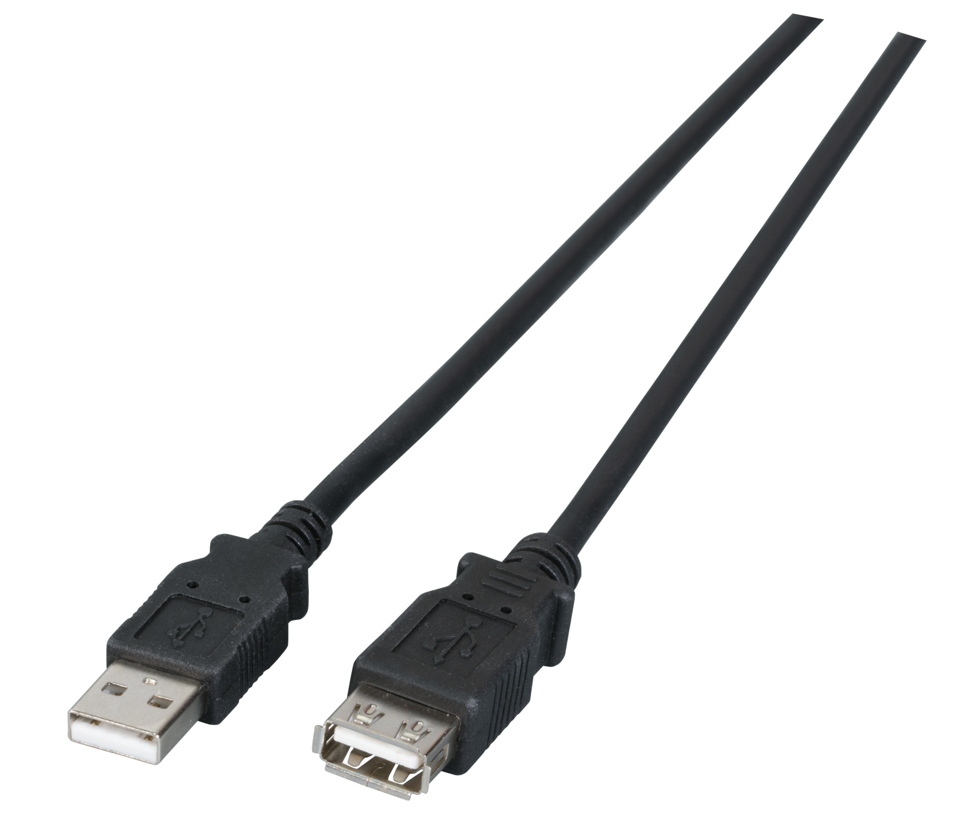 USB2.0 Extension Cable A-A, M-F, 0.5m, black, LSZH