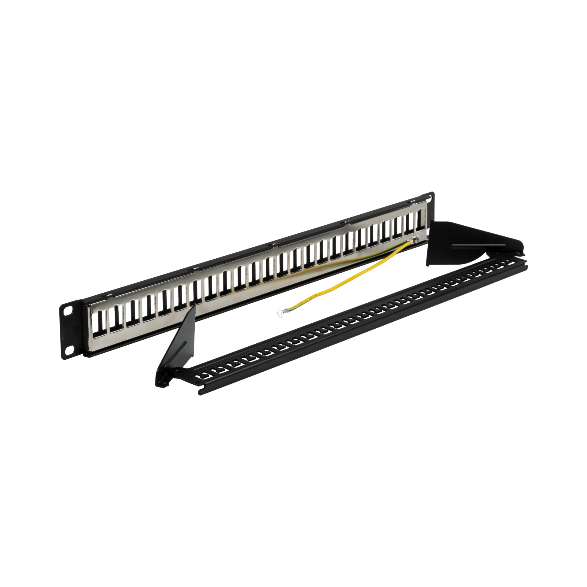 Verteilerfeld 19" 1HE, 24-Port, Metall, klappbar, schwarz RAL9005