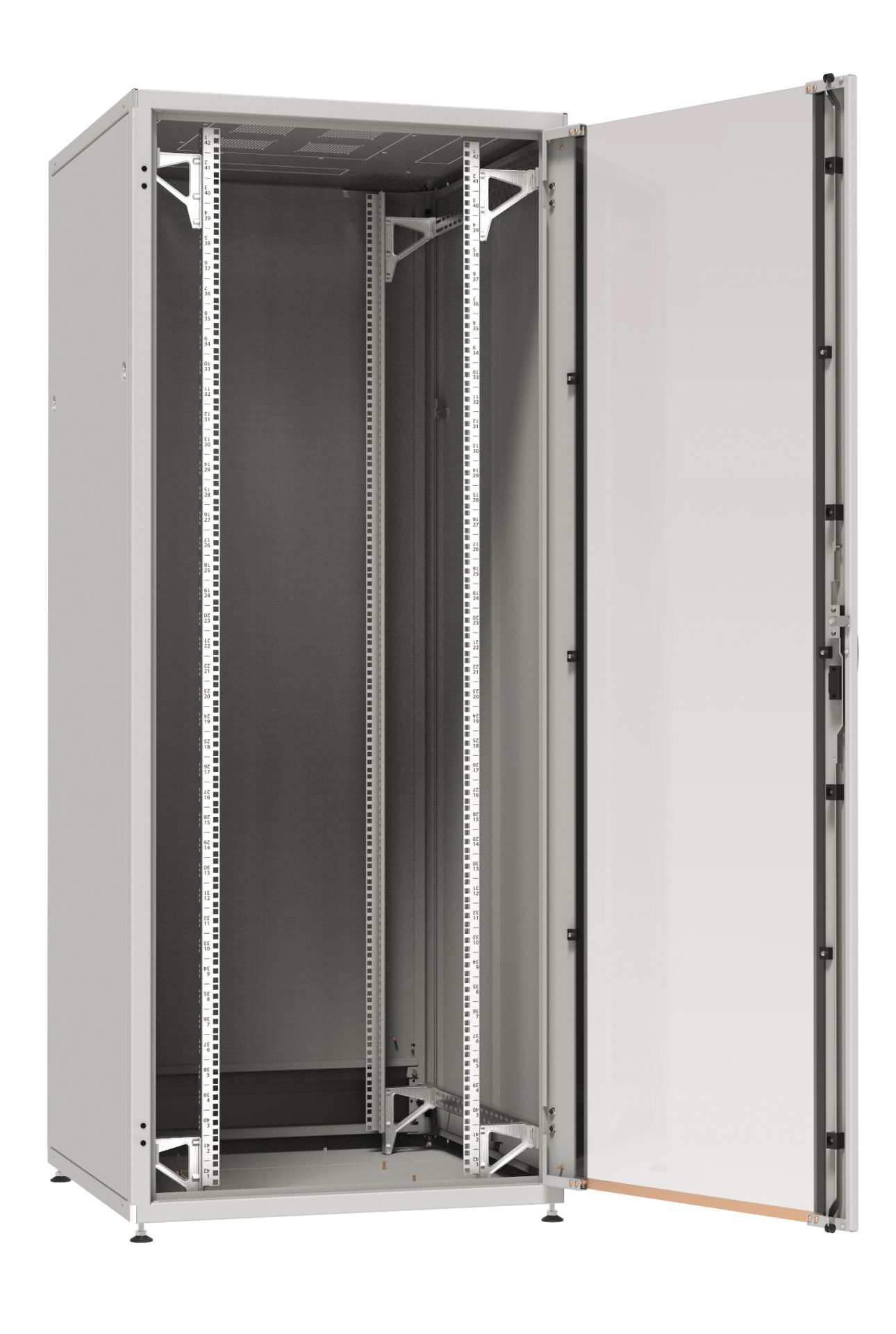 19" Network Cabinet PRO 42U, 800x1000 mm, RAL7035, Rear Door with Turning Handle