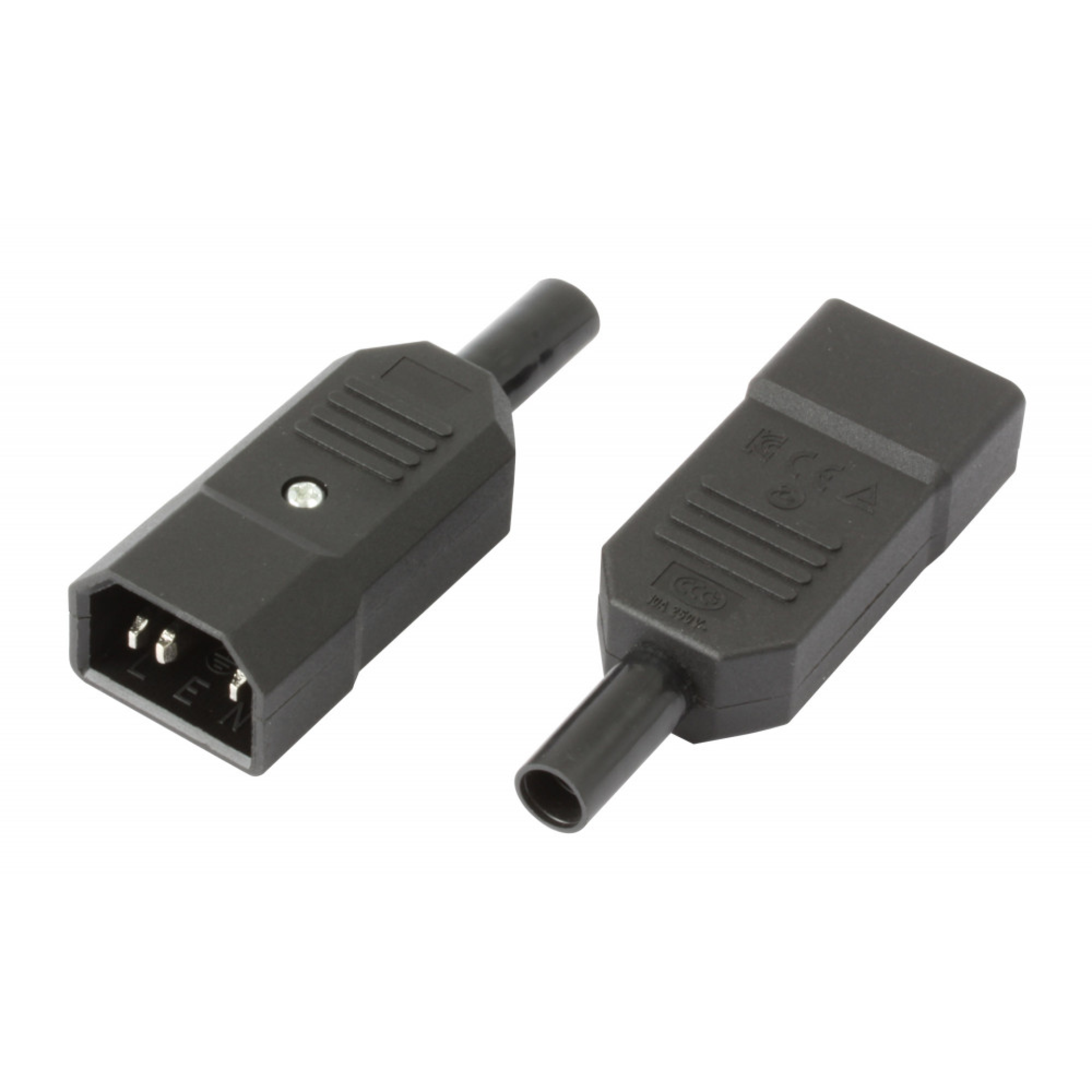 C14 Stecker zur Montage, 10A - 250V, VDE, 3-polig CEE